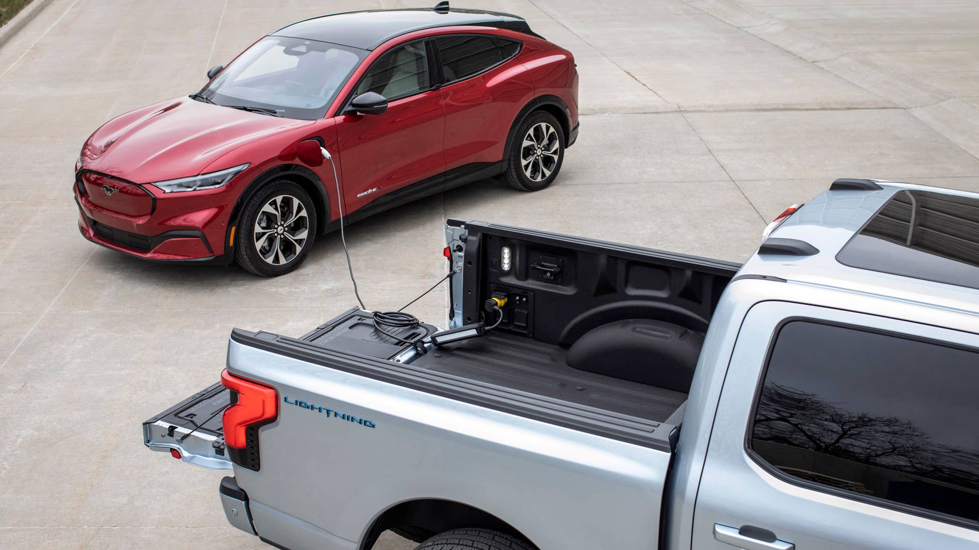 Aftermarket equipment shown. Preproduction Ford F-150 Lightning with optional equipment shown. Available starting spring 2022