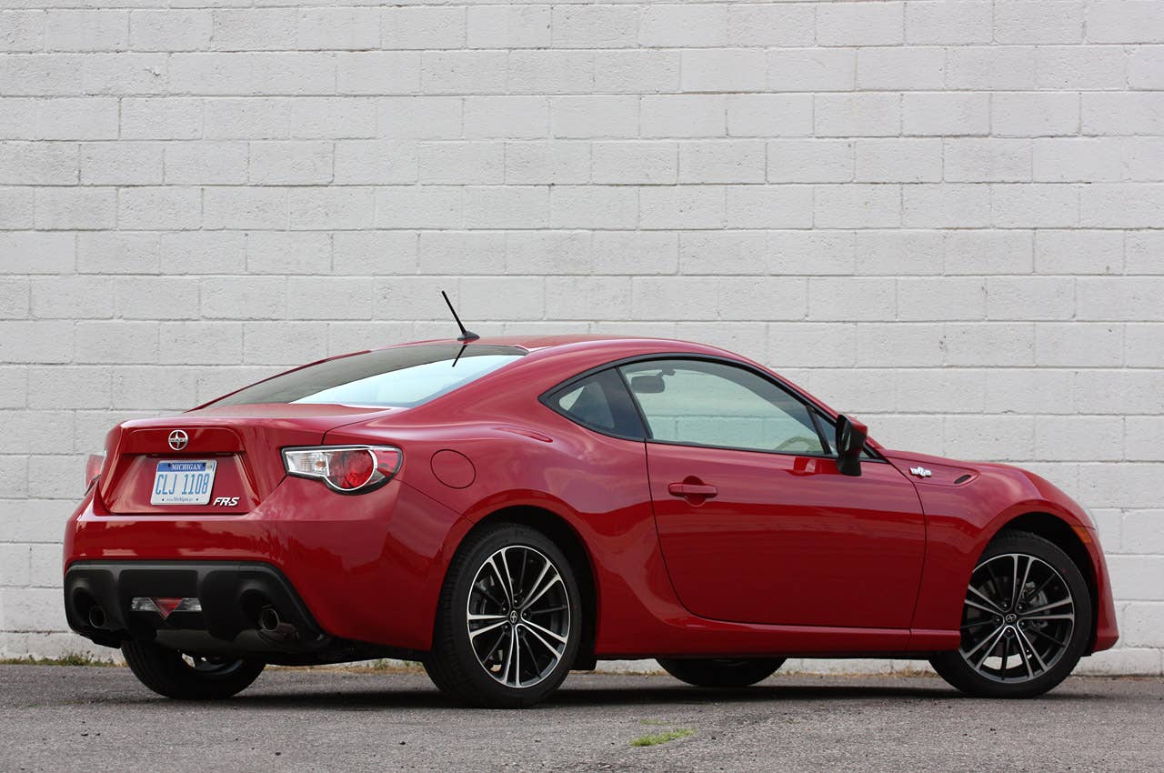 2013 Scion FR-S rear 3/4 view