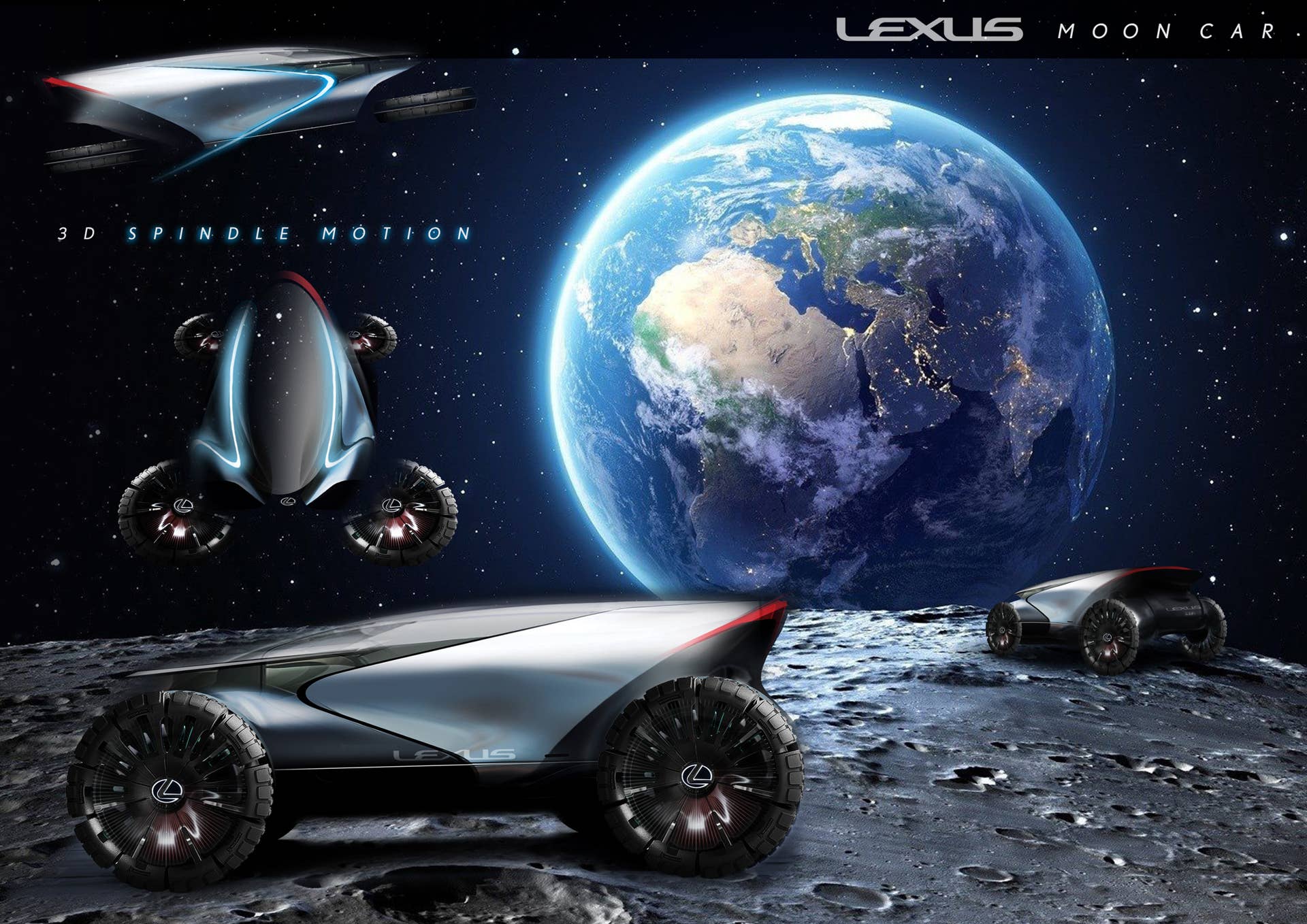 Lexus designers at the European Advanced Design Studio create lunar transport concepts for Document Journal magazine. This is the Lexus Lunar Cruiser by K. Matsuno.