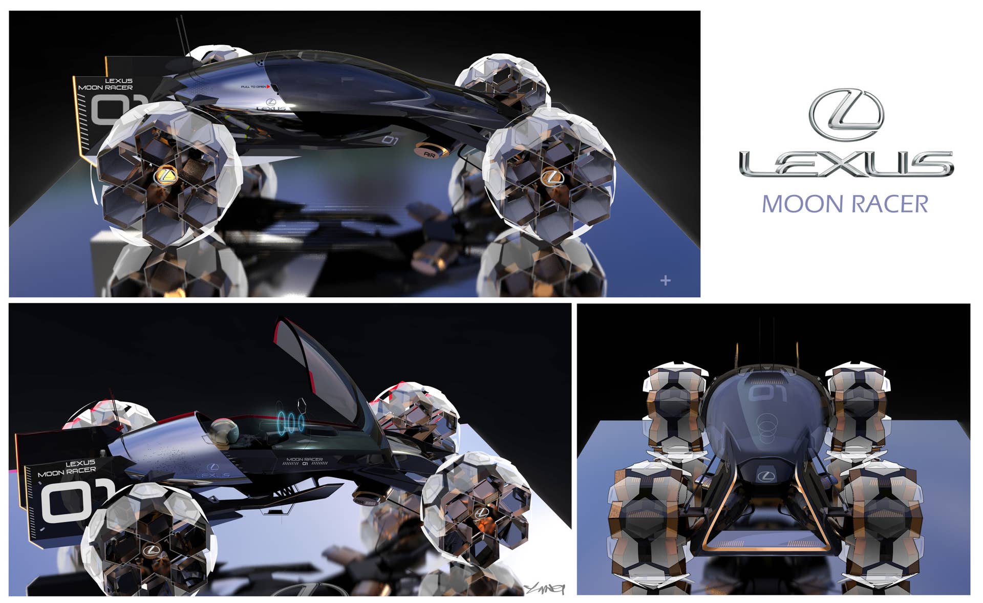 Lexus designers at the European Advanced Design Studio create lunar transport concepts for Document Journal magazine. This is the Lexus Lunar Mission Y by Y. Presciutti.