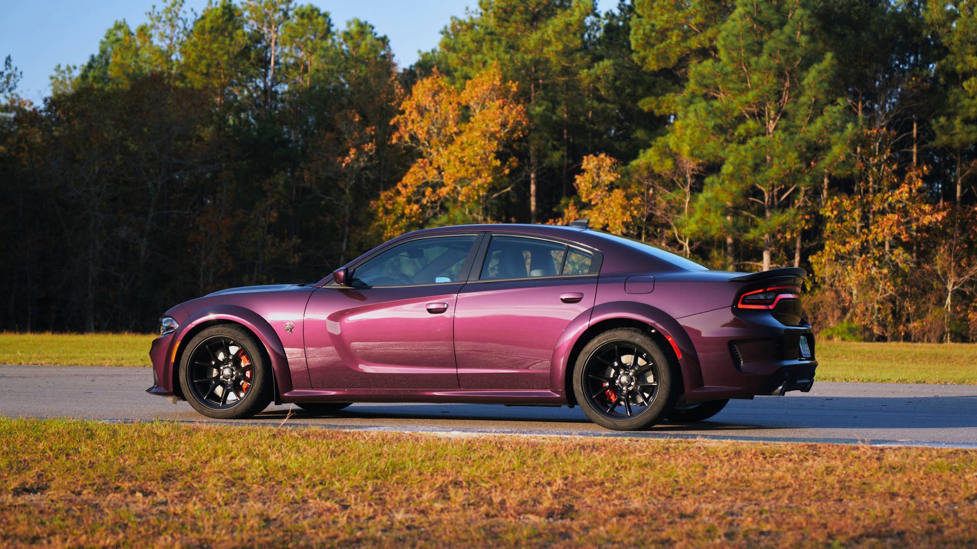 2021 Dodge Charger SRT Hellcat Redeye: The most powerful and fastest mass-produced sedan in the world with 797-horsepower shown here in Hellraisin with the Satin Black Hood, Roof and Decklid.