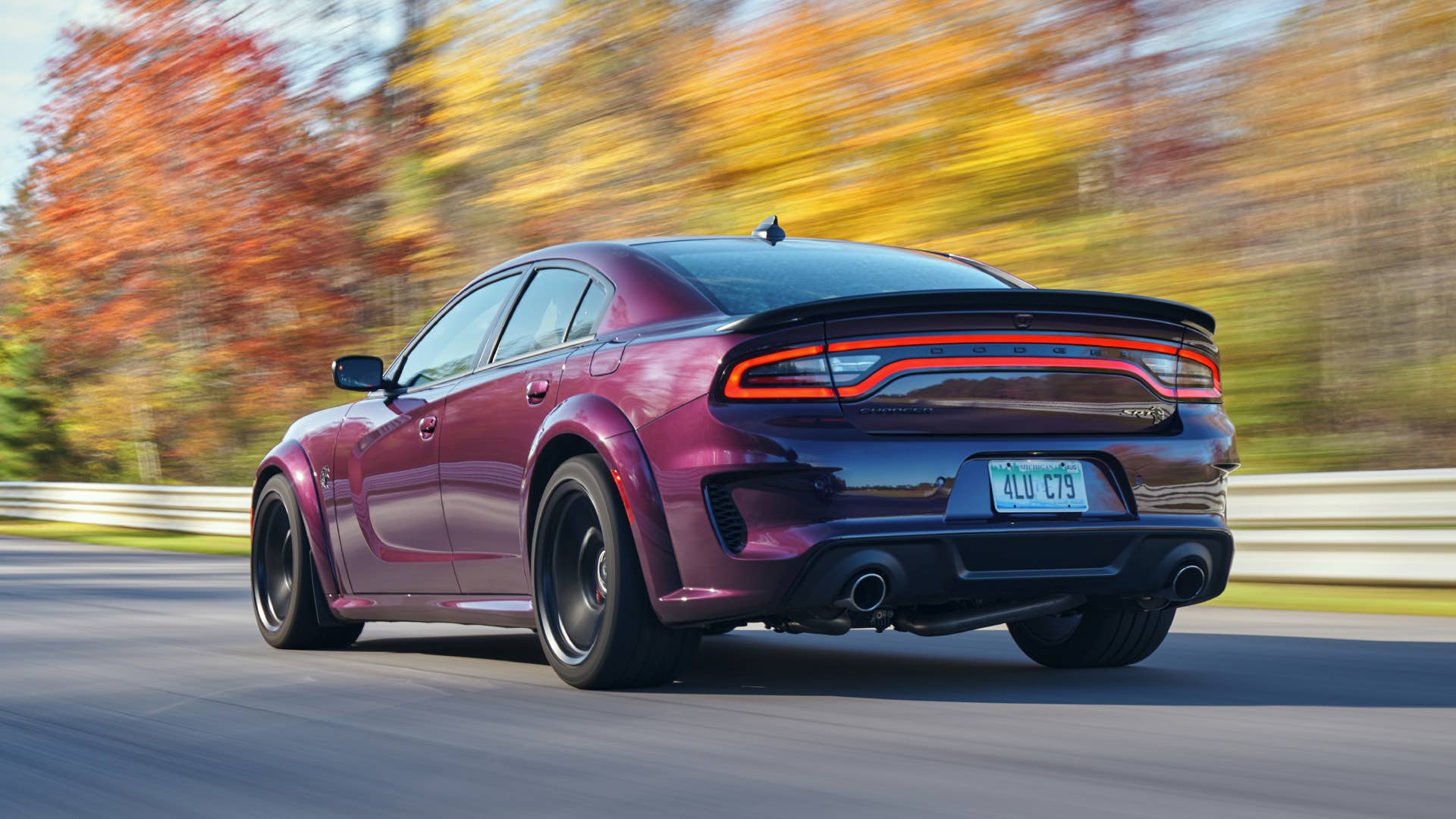 2021 Dodge Charger SRT Hellcat Redeye: The most powerful and fastest mass-produced sedan in the world with 797-horsepower shown here in Hellraisin with the Satin Black Hood, Roof and Decklid.