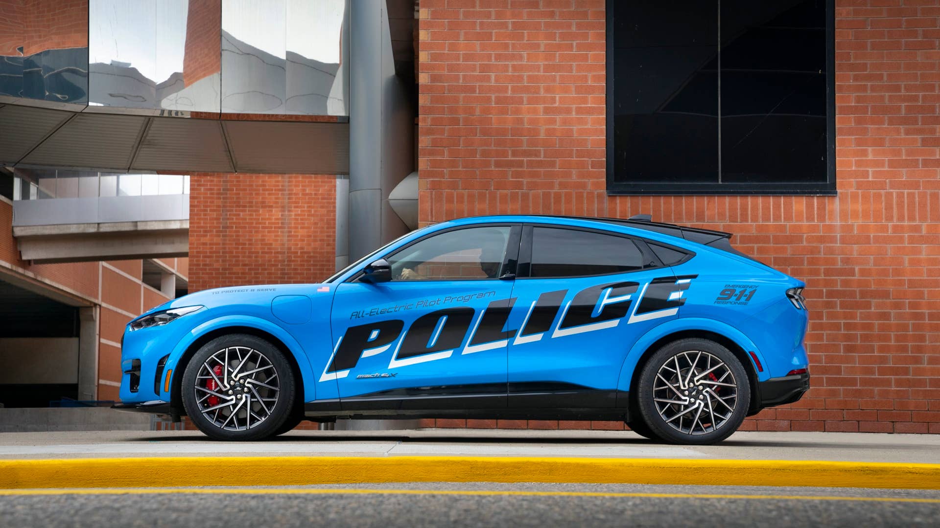 To demonstrate that a vehicle with an electric powertrain can deliver strong performance and stand up to demanding police duty cycles, the company is submitting an all-electric police pilot vehicle based on the 2021 Mustang Mach-E SUV for testing as part of the Michigan State Police 2022 Model Year Police Evaluation on Sept. 18 and 20. Graphics on vehicle not available for sale.