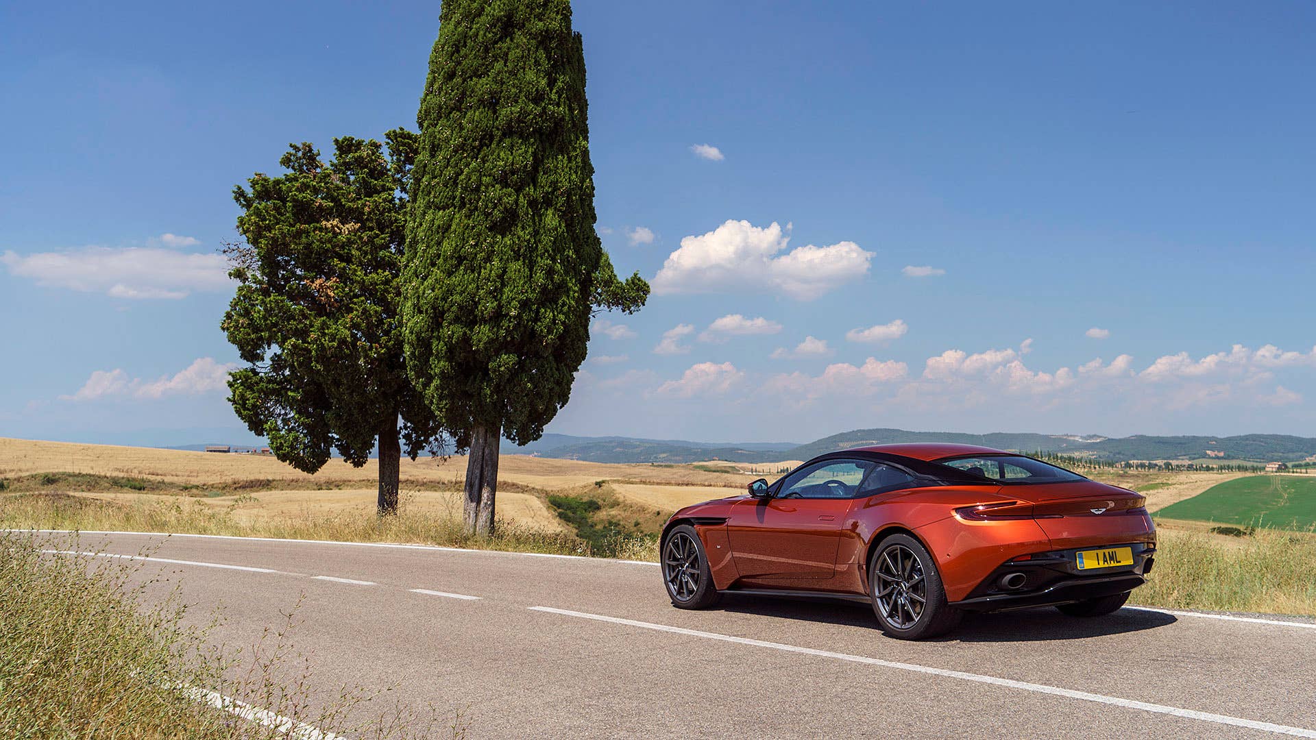 2017 Aston Martin DB11 rear 3/4 view