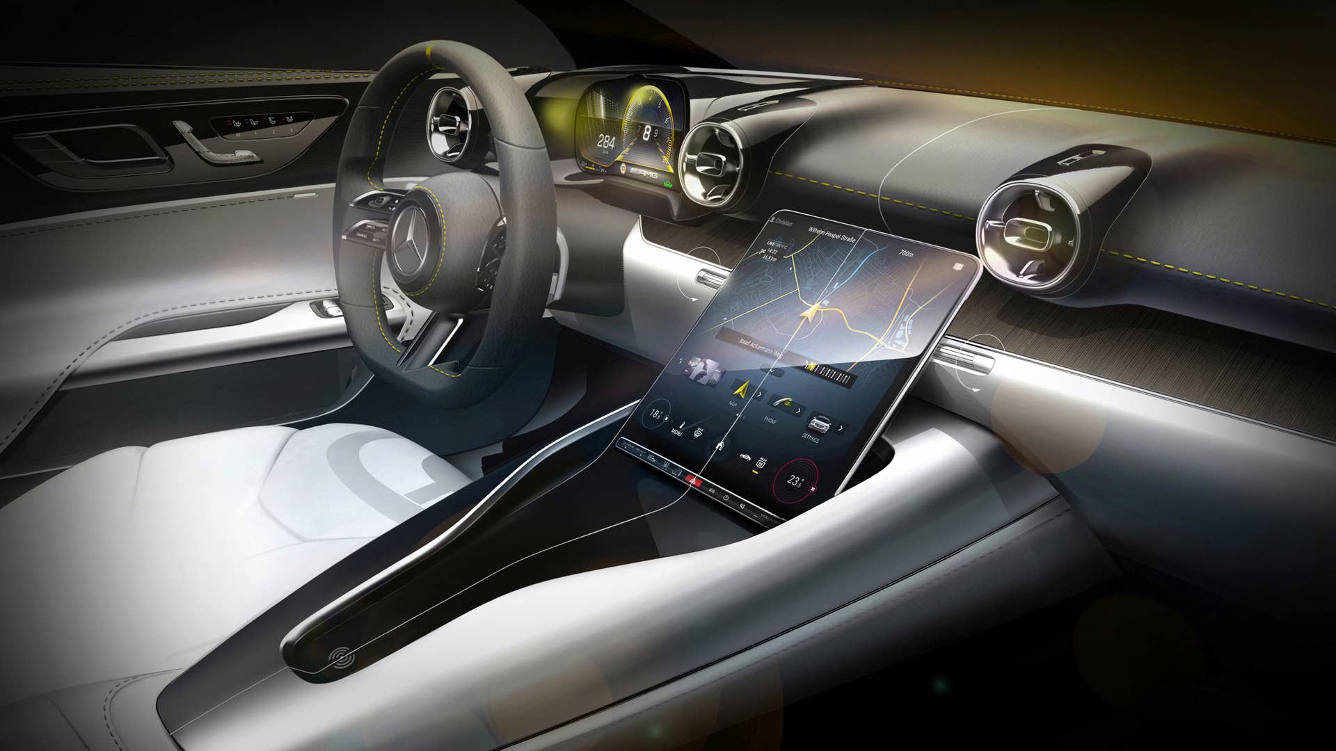 Designskizze Mercedes-AMG SL Interieur/Design sketch of the Mercedes-AMG SL interior