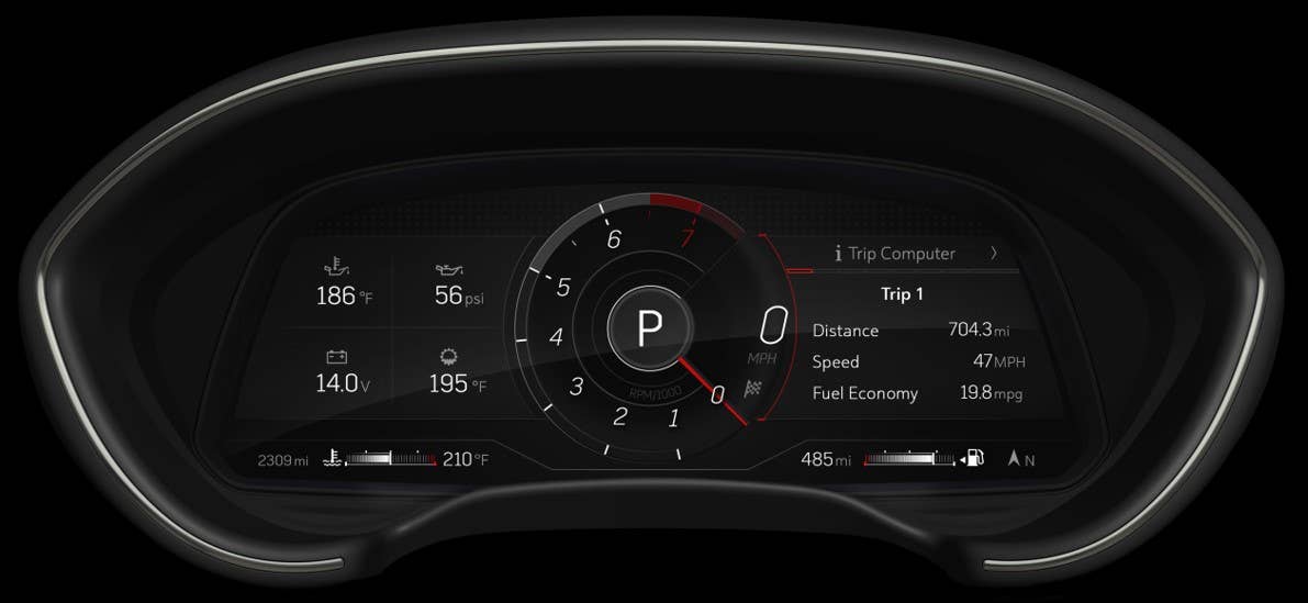 The 2021 Cadillac CT4 and CT5 will offer a new high-definition 12-inch diagonal instrument cluster that is reconfigurable with different themes.
