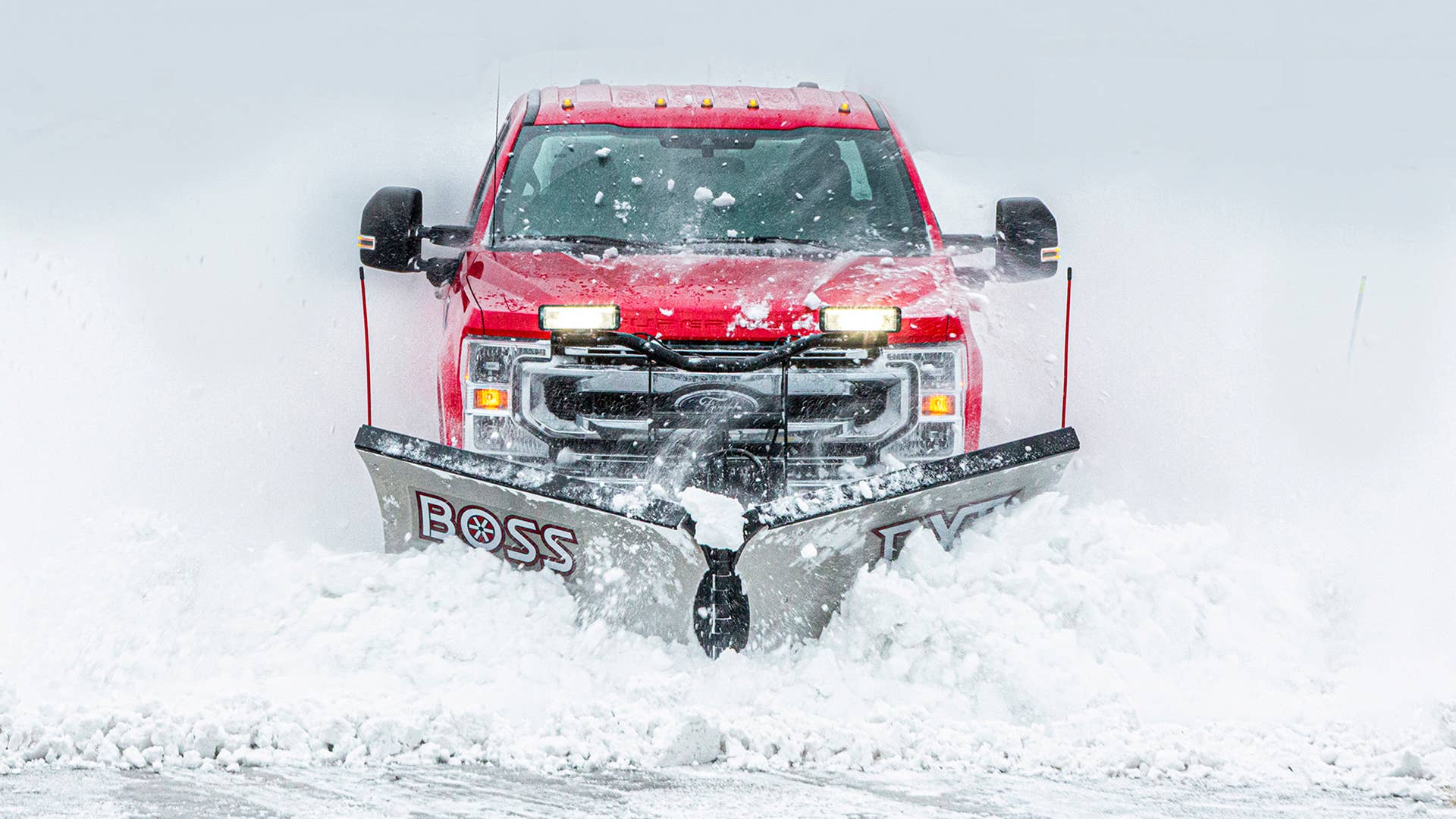 2020 Ford F-250 XLT 7.3L Crew Cab 160” wheelbase with 8-foot 2-inch Steel DXT V-Blade and VBX6500 Spreader. Super Duty offers a maximum Snow Plow rating of 1,400 pounds when properly specified with the Snow Plow Prep Package.