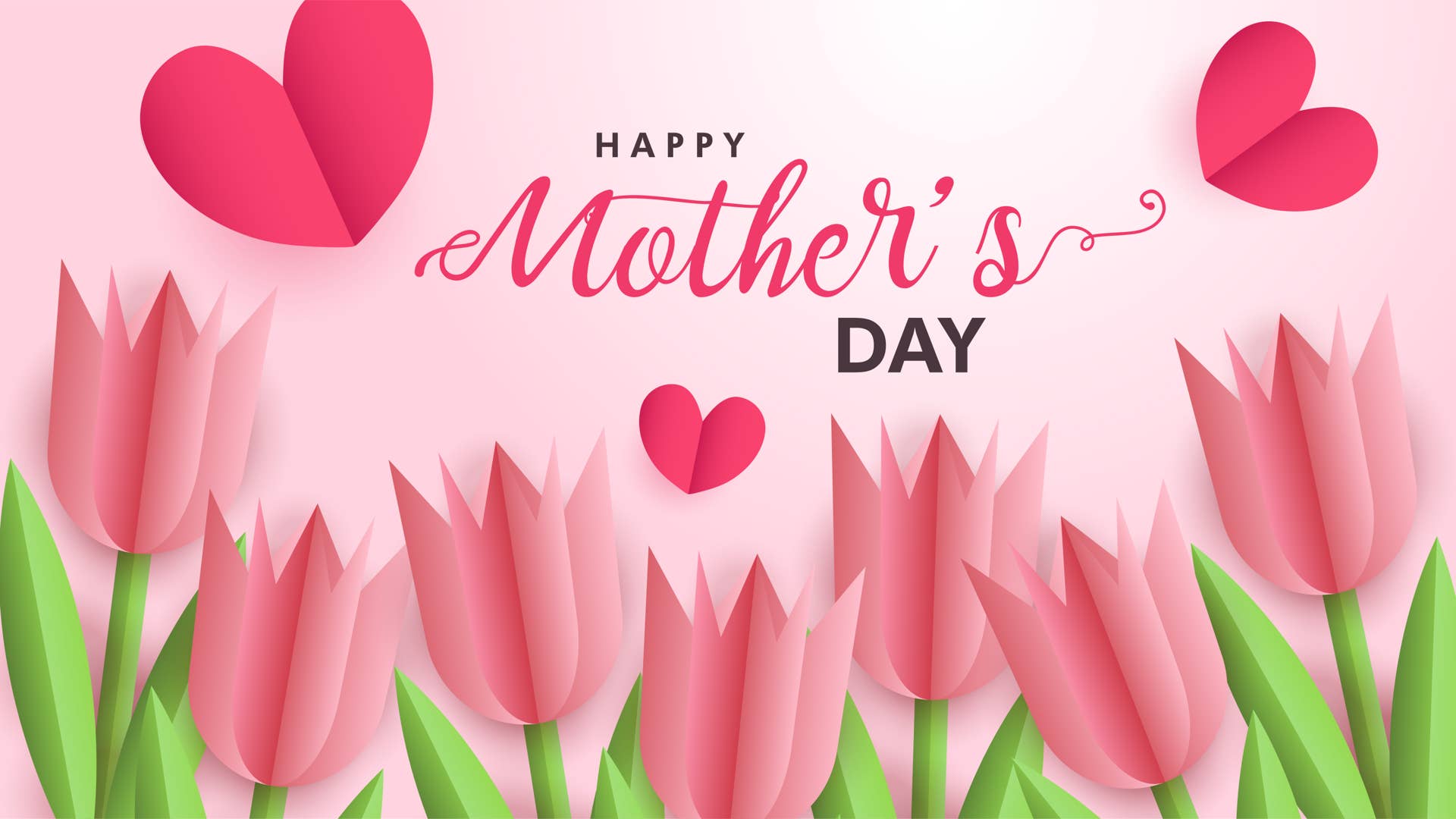 Happy Mothers day paper cut style flowers and heart poster banner vector, Mother's day greeting card wishes background wallpaper