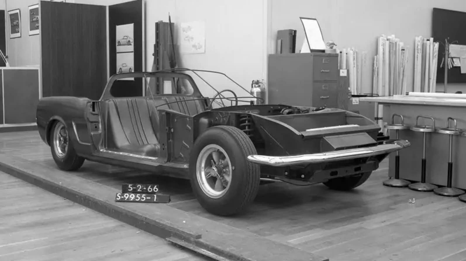 1966 Ford Mustang mid-engine concept in design studio