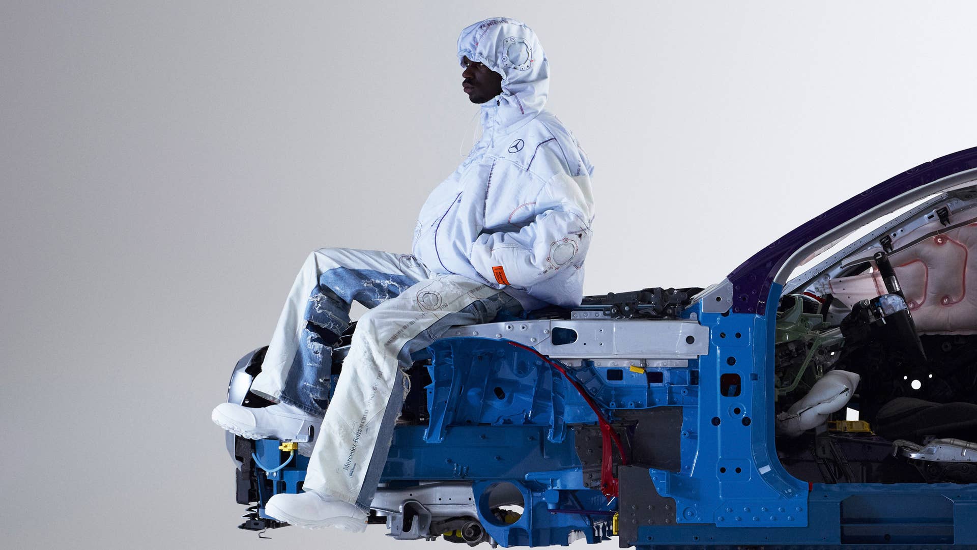 Mercedes-Benz x Heron Preston Airbag Concept Collection; Thibaut Grevet for Mercedes-Benz Mercedes-Benz x Heron Preston Airbag Concept Collection; Thibaut Grevet for Mercedes-Benz