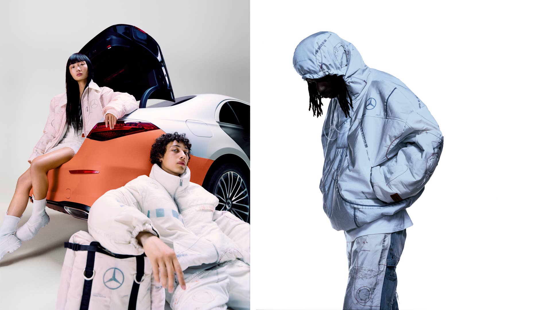 Mercedes-Benz x Heron Preston Airbag Concept Collection; Thibaut Grevet for Mercedes-Benz Mercedes-Benz x Heron Preston Airbag Concept Collection; Thibaut Grevet for Mercedes-Benz
