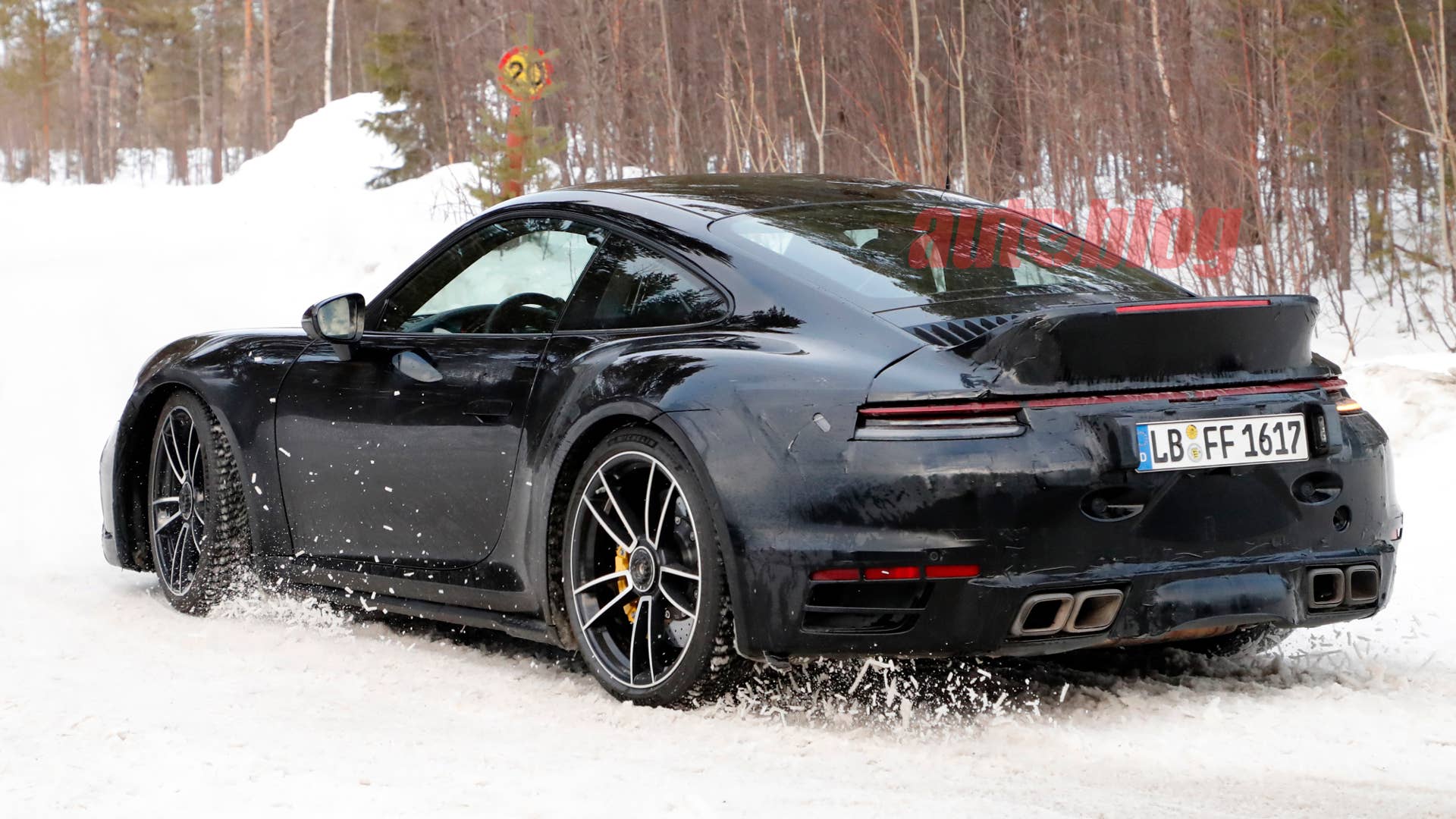 Porsche 911 Turbo S prototype with ducktail spoiler