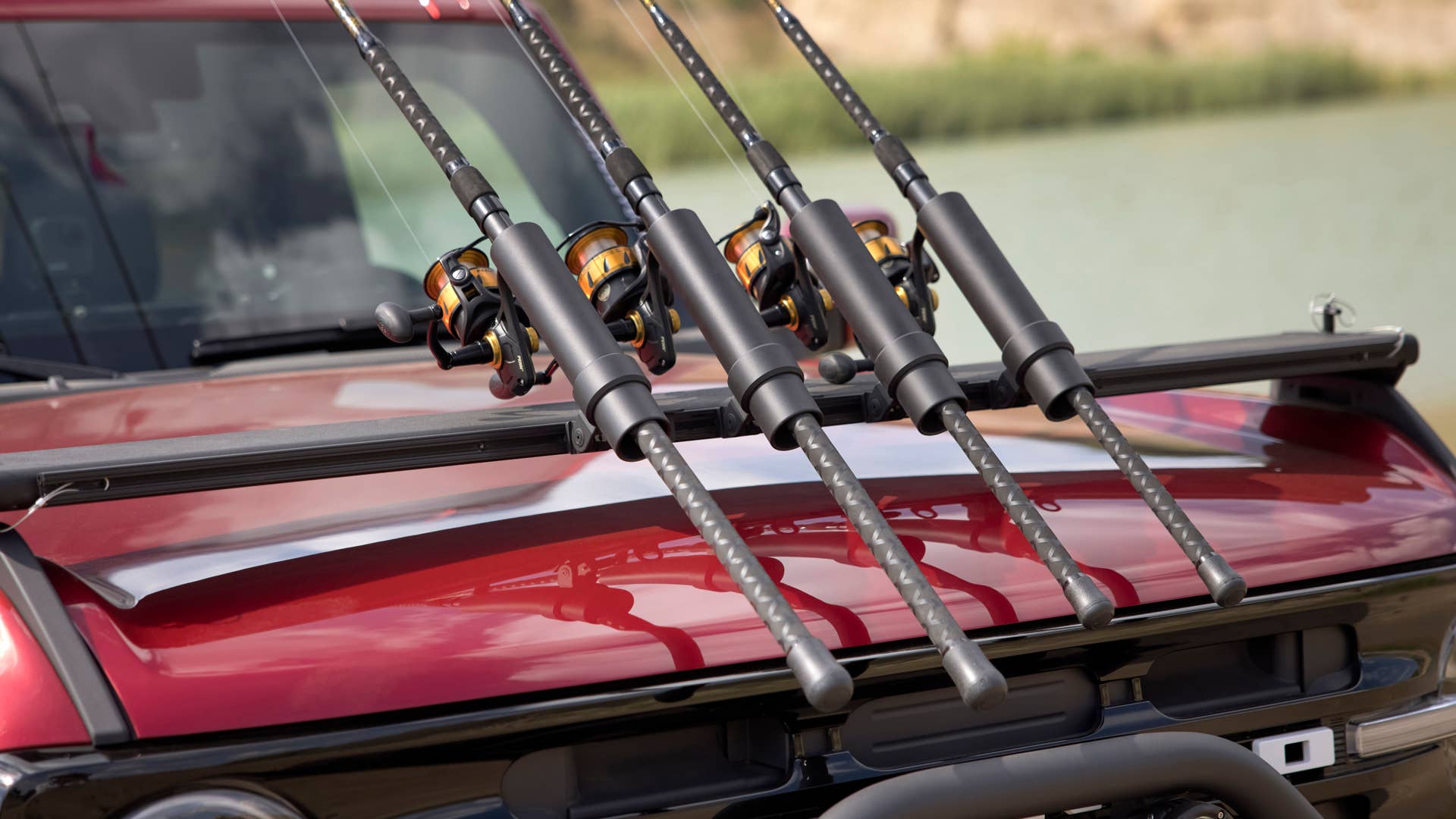 Bronco Four-Door Outer Banks Fishing Guide. Bronco Four-Door Outer Banks Fishing Guide: Purpose-built to support a professional fishing guide along Cape Hatteras National Seashore, this lifestyle concept is based off the regionally inspired four-door Bronco Outer Banks™ series. On top is a Bestop® Sunrider® first-row soft top, factory-style concept roof rails and crossBronco Four-Door Outer Banks Fishing Guide. Purpose-built to support a professional fishing guide along Cape Hatteras National Seashore, this lifestyle concept is based off the regionally inspired four-door Bronco Outer Banks™ series. On top is a Bestop® Sunrider® first-row soft top, factory-style concept roof rails and crossbars, and a Yakima® LockNLoad™ Platform roof rack. The SUV makes use of fender-mounted trail sights to fit a custom-made fishing pole and seat perch to wait for the perfect catch. A Ford Performance modular front bumper and safari bar help push through rugged terrain, while a slide-out tailgate* provides a great work surface when repairing fishing rods or stringing up new lures. All-weather floor mats and splash guards round out the package. (Preproduction image with optional features shown. Available beginning Spring 2021.) (*Available late 2021)bars, and a Yakima® LockNLoad™ Platform roof rack. The SUV makes use of fender-mounted trail sights to fit a custom-made fishing pole and seat perch to wait for the perfect catch. A Ford Performance modular front bumper and safari bar help push through rugged terrain, while a slide-out tailgate* provides a great work surface when repairing fishing rods or stringing up new lures. All-weather floor mats and splash guards round out the package. (Preproduction image with optional features shown. Available beginning Spring 2021.) (*Available late 2021)