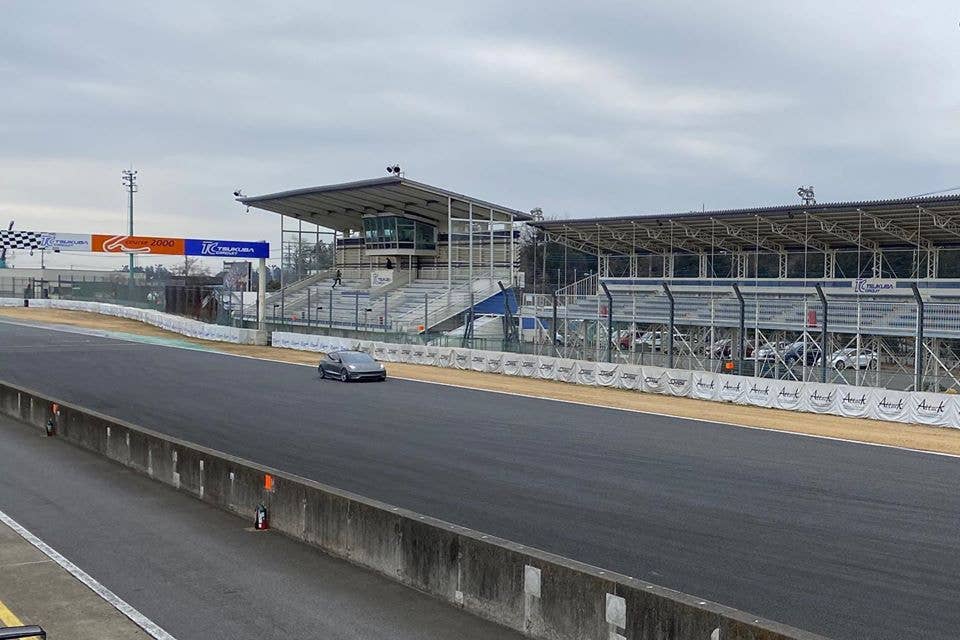 Tesla Model 3 at Tsukuba