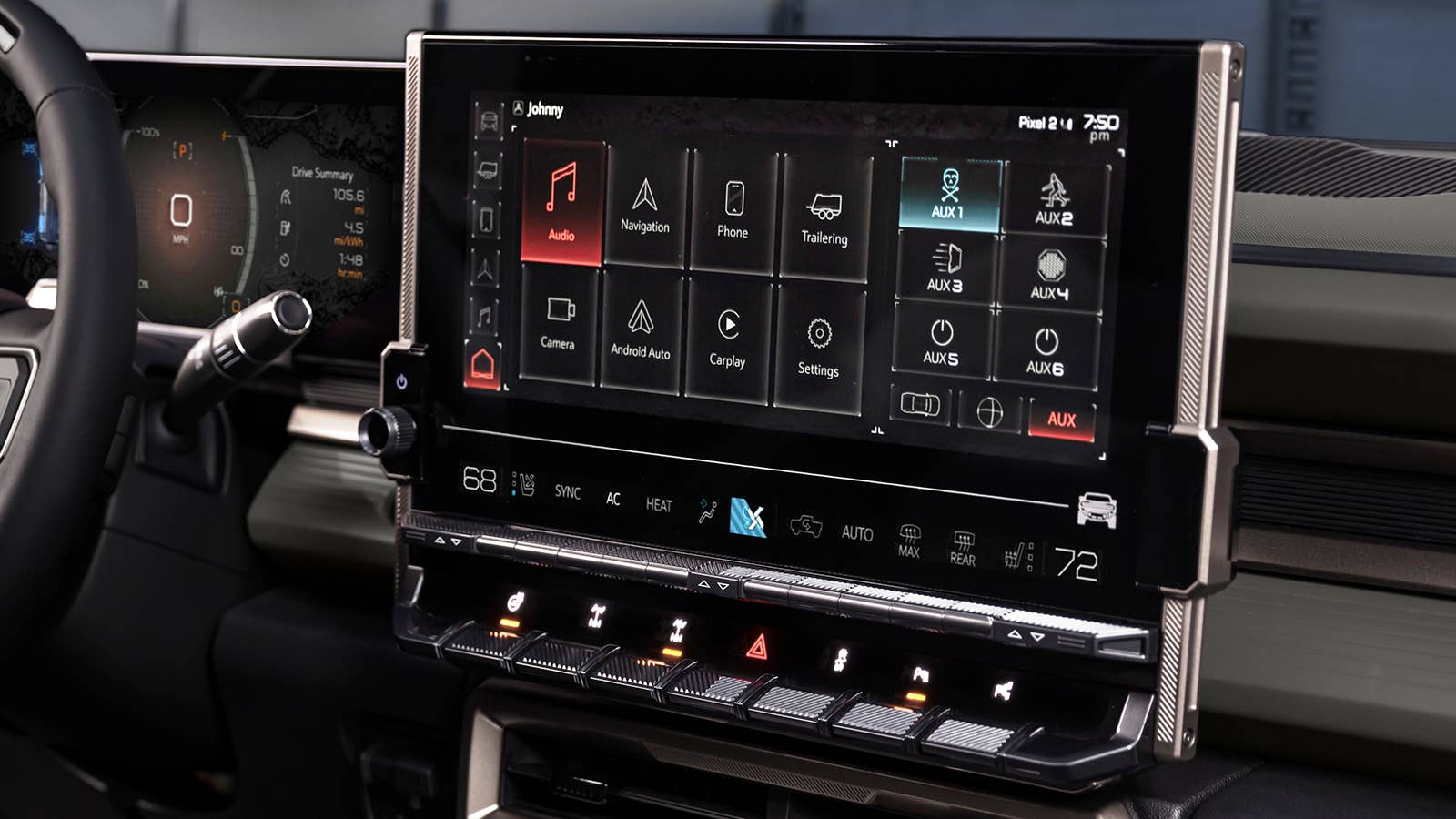 GMC HUMMER EV touchscreen auxiliary control switches