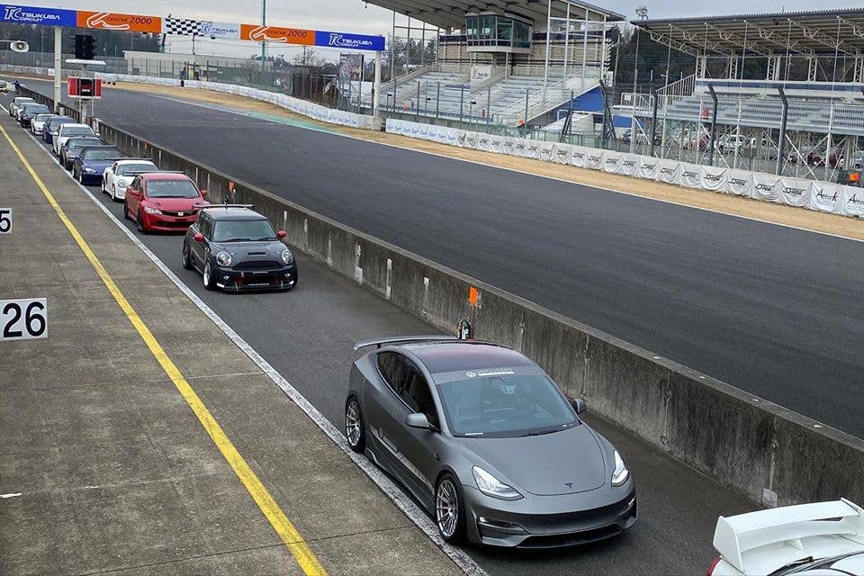 Tesla Model 3 at Tsukuba