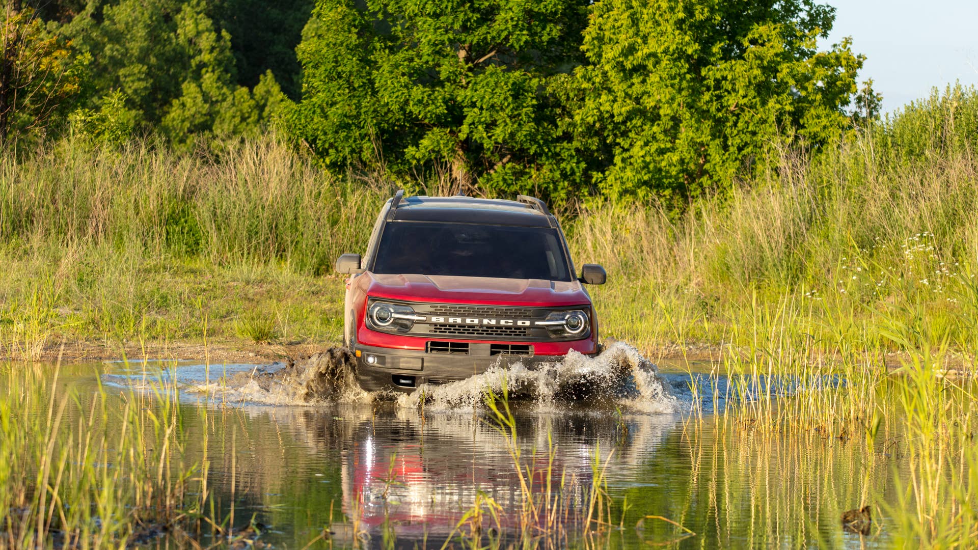 The all-new Bronco Sport Badlands series can wade through up to 23.6 inches of water. (Pre-production model pictured.)