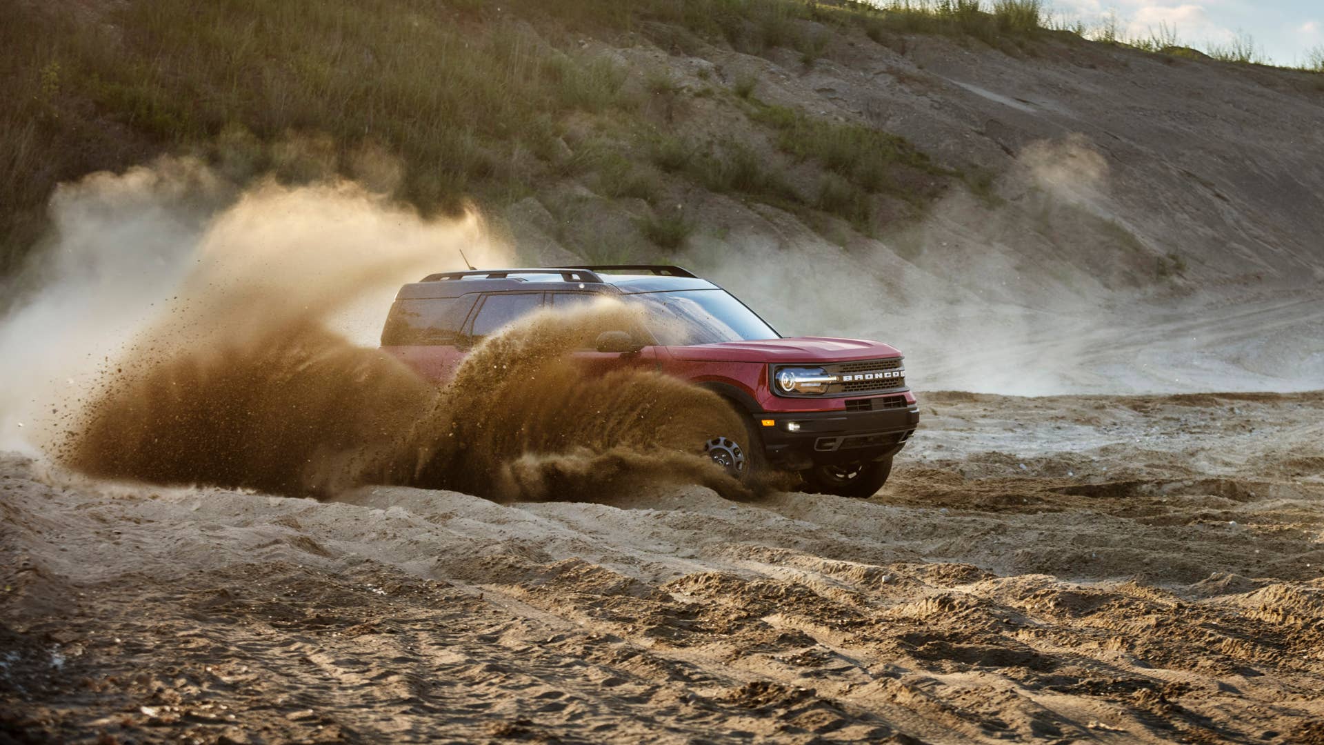 The all-new Bronco Sport enables exciting, high-speed off-road driving thanks to an available 2.0-liter EcoBoost® engine with segment-best horsepower and torque. (Pre-production model pictured.)