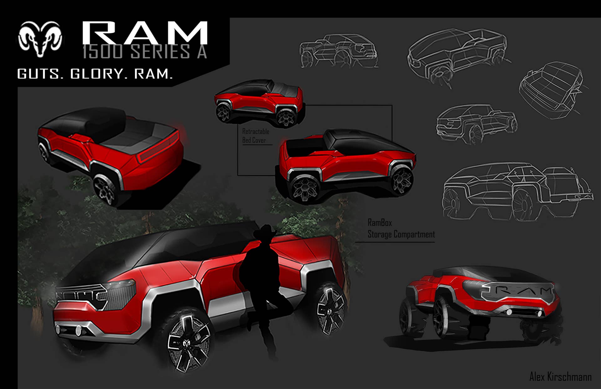 Job Skandera, Vincent Piaskowski, and Alex David Kirschmann won the top three places in this year's contest to design a Ram pickup for the future.