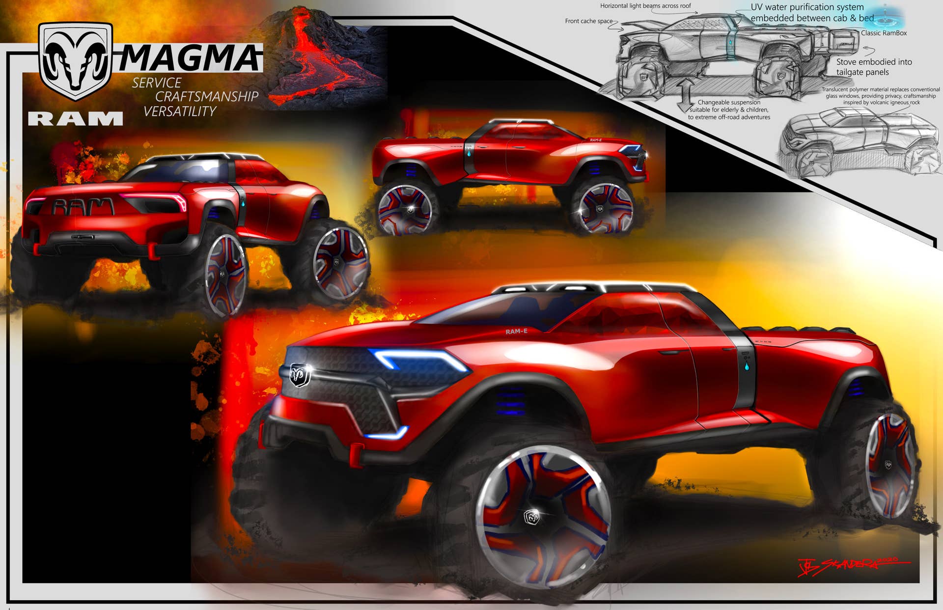 Job Skandera, Vincent Piaskowski, and Alex David Kirschmann won the top three places in this year's contest to design a Ram pickup for the future.
