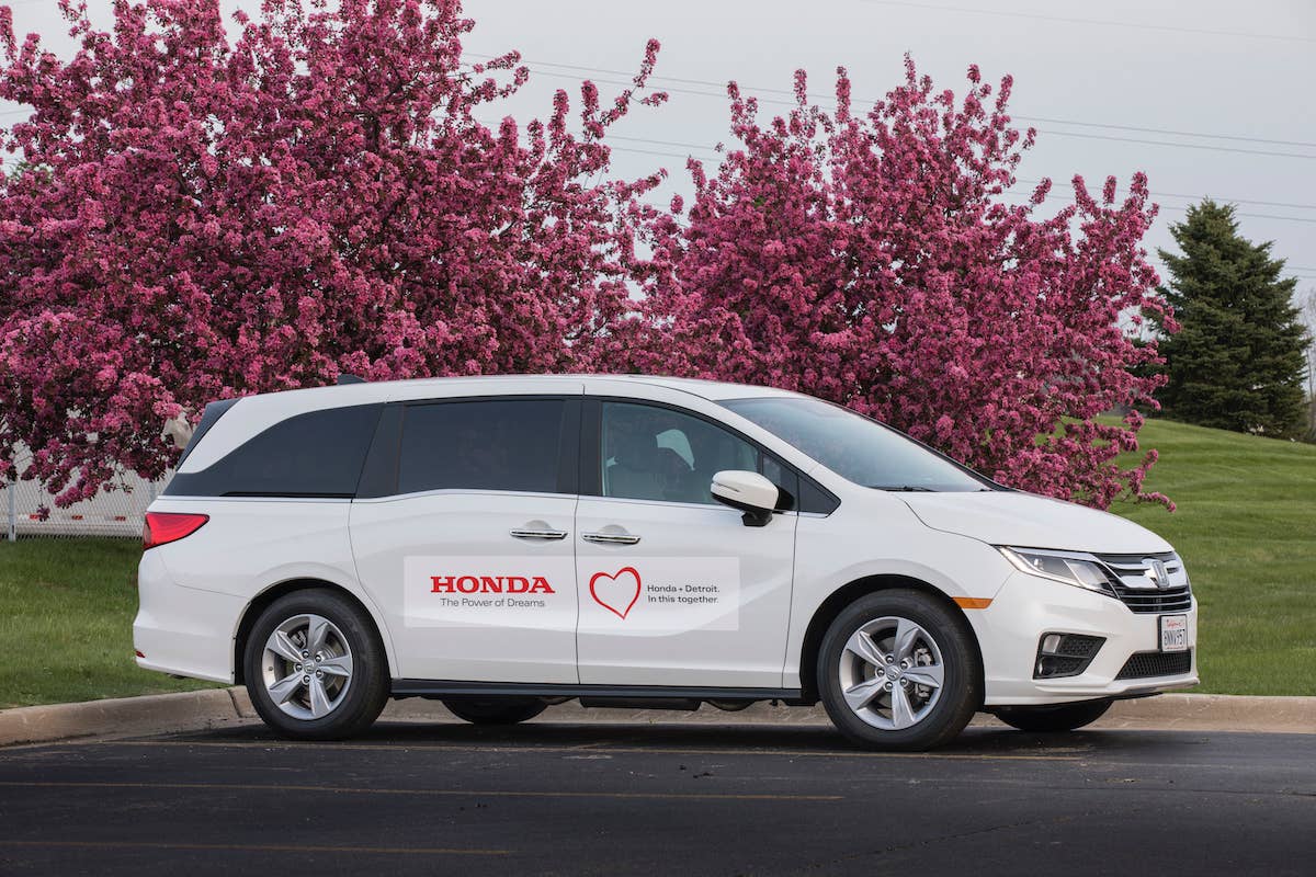 Ten specially outfitted Honda Odyssey minivans will be used to transport Detroit-area residents and healthcare workers to COVID-19 testing.