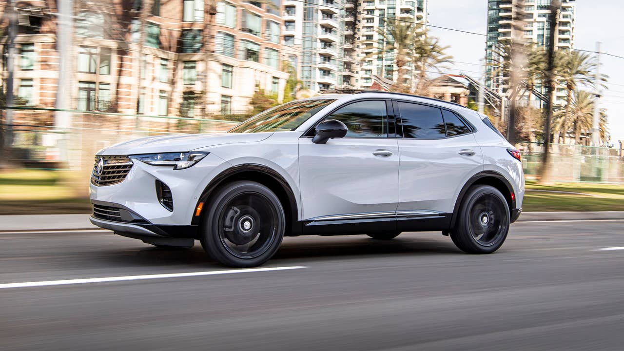 The 2021 Envision has a lower, wider stance with more athletic proportions to appeal to buyers who like the look of a car but want the functionality of an SUV.