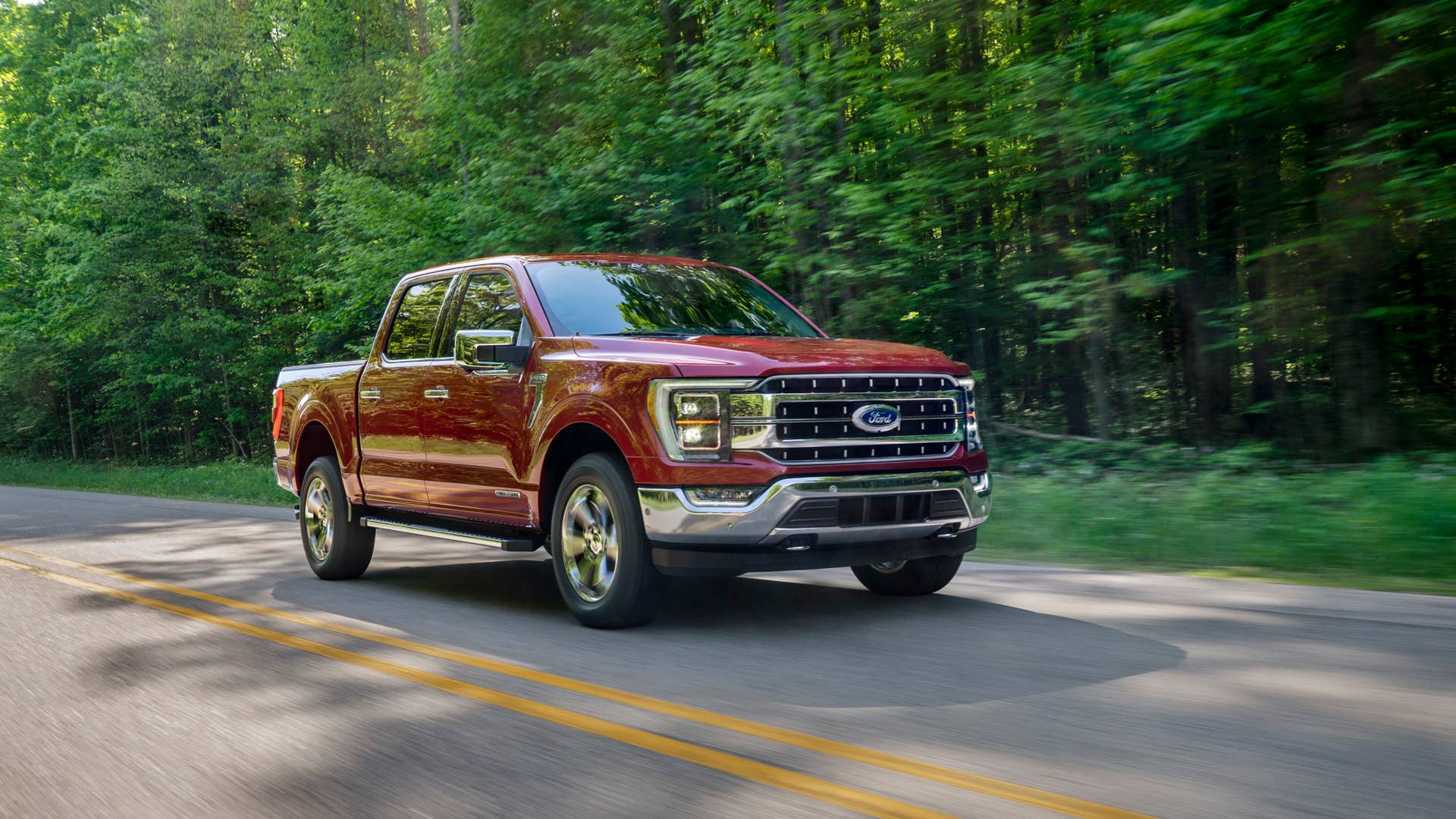 F-150 Lariat in Rapid Red Metallic Tinted Clearcoat.