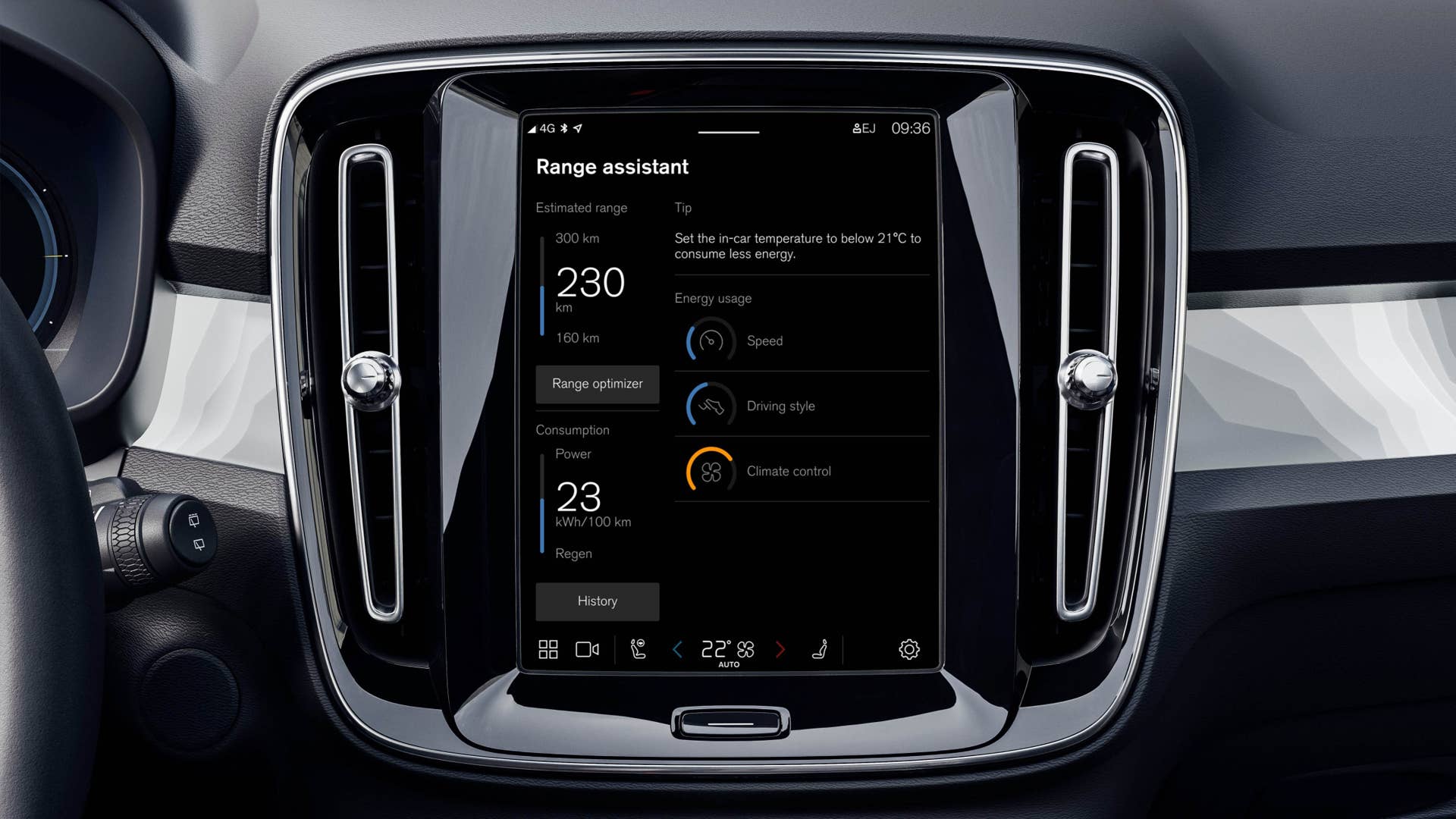 Volvo Cars’ new Range Assistant app will offer additional features that, for example, coach drivers with smart tips on energy usage to optimise driving range.
