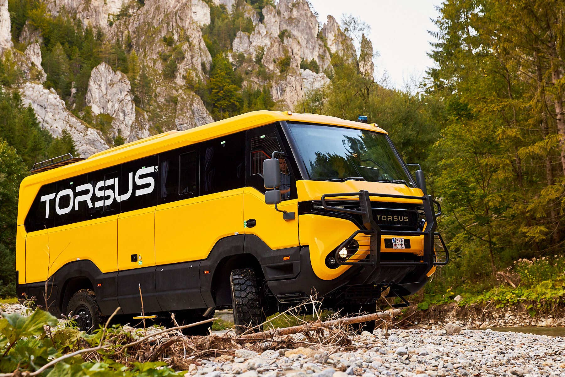 Czech company Torsus works with Czech design house Werkemotion to create a heavy duty 4x4 bus based on a Man TGM truck chassis.