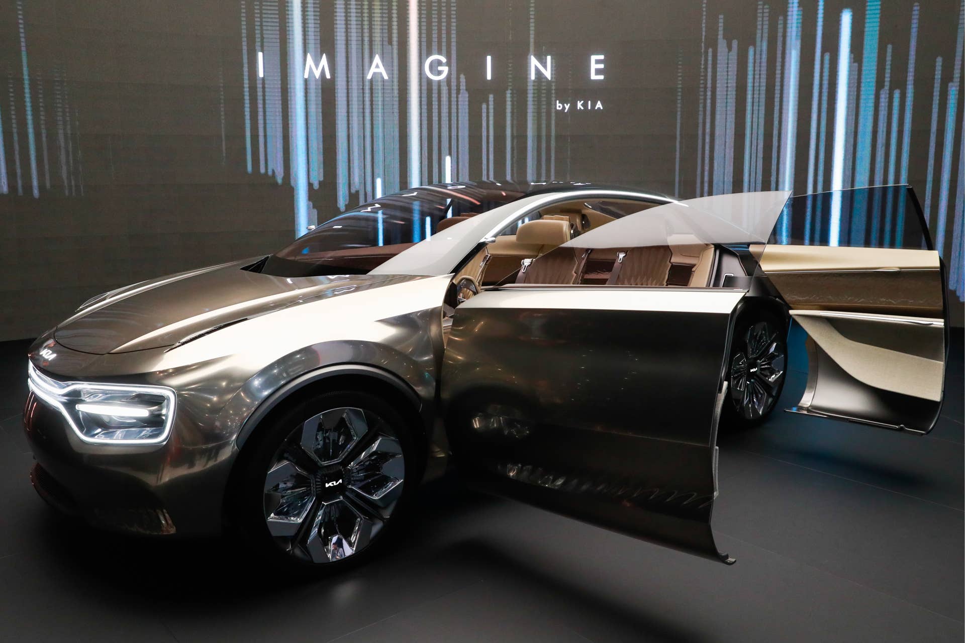 GENEVA, SWITZERLAND - MARCH 6, 2019: The KIA Imagine concept vehicle at the 89th Geneva International Motor Show. Sergei Fadeichev/TASS (Photo by Sergei FadeichevTASS via Getty Images)