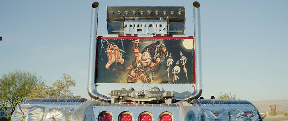 Property developer Mike Harrah built Thor24 on a 1979 Peterbilt 359 chassis. His creation uses two Detroit Diesel 12-cylinder engines, 12 superchargers, and eight bottles of nitrous to produce 3,424 horsepower.