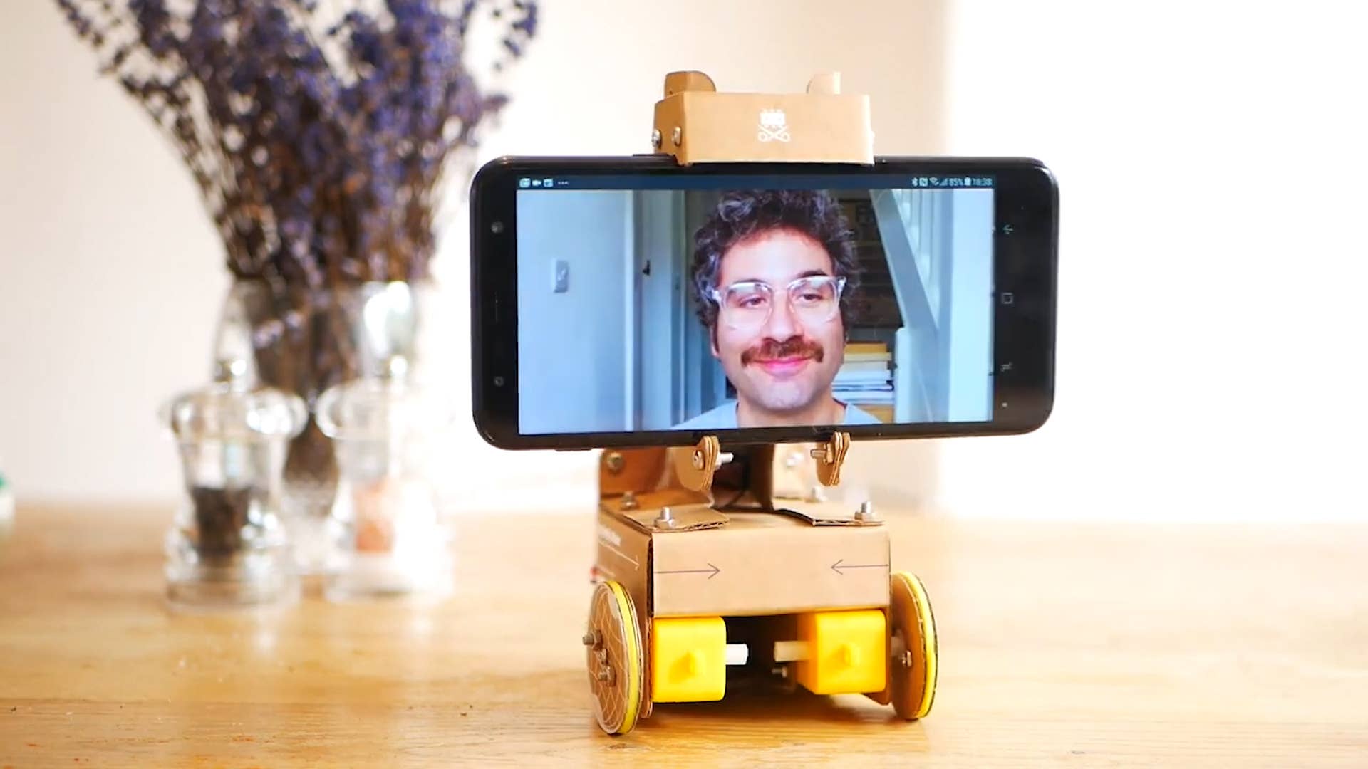 Smartipresence from The Crafty Robot is a cardboard bot that allows users to navigate around areas and communicate with others much like a telepresence but smaller. It’s 6-inches tall and uses a phone to communicate with people or keeping an eye on your loved ones. Learn more at thecraftyrobot.net