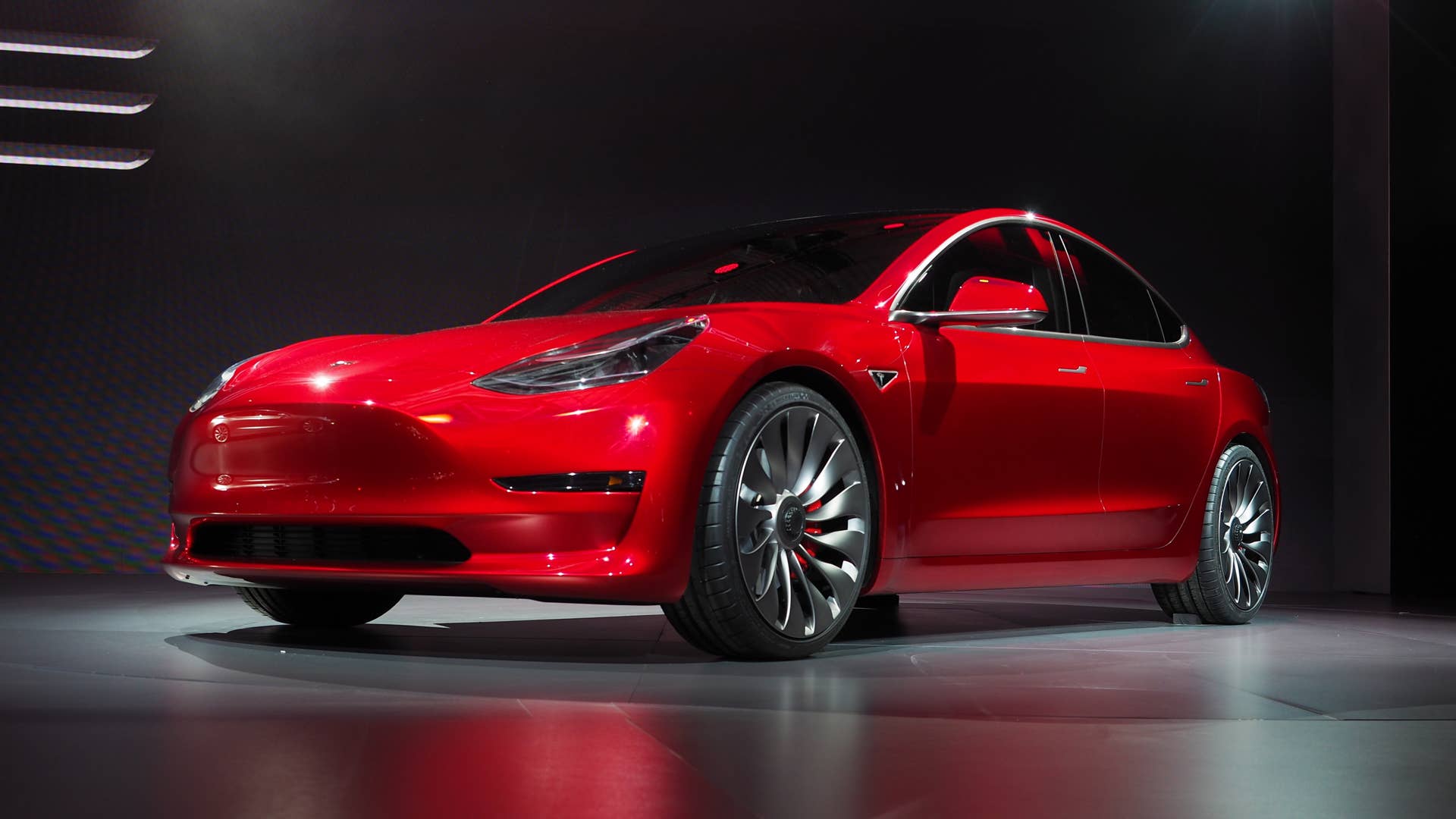 tesla model 3 red front