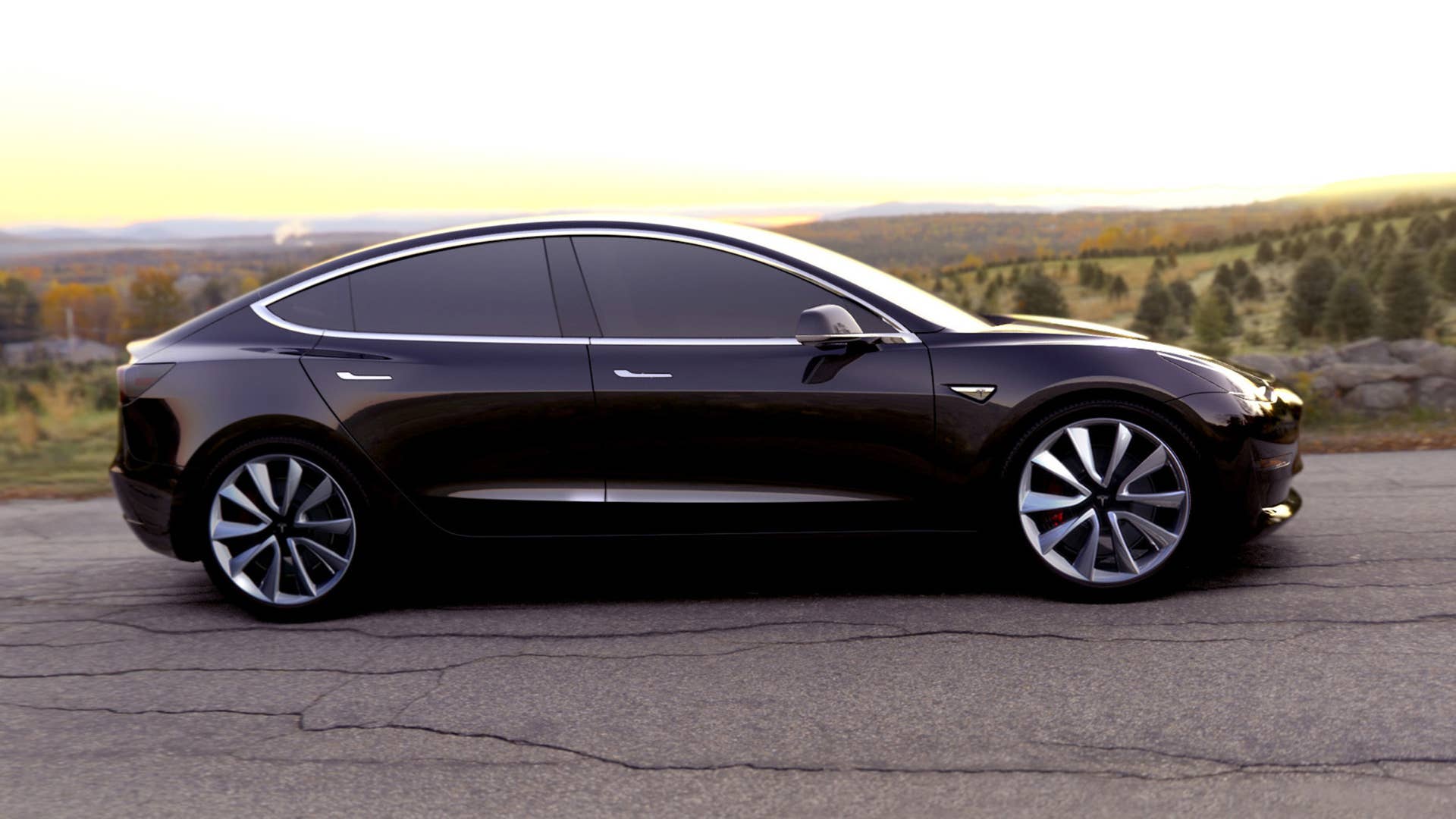 tesla model 3 black profile