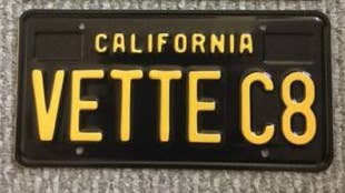 Somebody in California is selling vanity plates for the upcoming mid-engined Chevrolet Corvette.