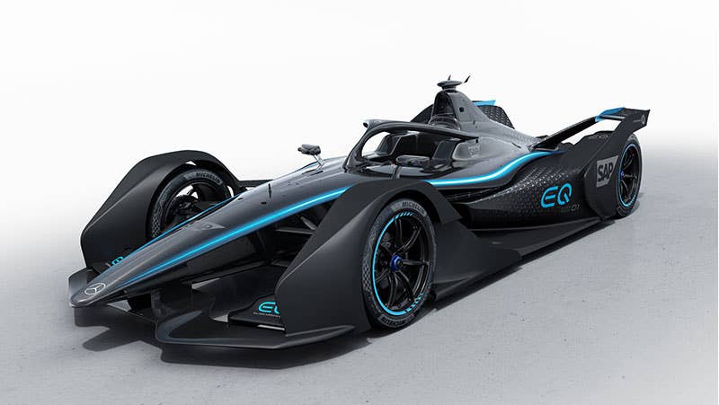 Mercedes will line up for the all-electric Formula E series at the beginning of FE's sixth season later this year. This is a teaser livery, the official paintwork will be revealed closer to the season opener.