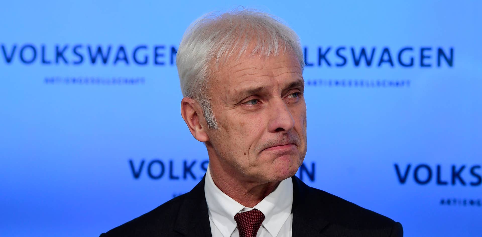 CEO of German carmaker Volkswagen (VW) Matthias Mueller addresses the media after a meeting in Wolfsburg on February 24, 2017. German auto giant Volkswagen said it raced back into the black in 2016 as car sales hit an all-time high, in the latest sign of its 'dieselgate' scandal fading into the rearview mirror. / AFP / Tobias SCHWARZ (Photo credit should read TOBIAS SCHWARZ/AFP/Getty Images)