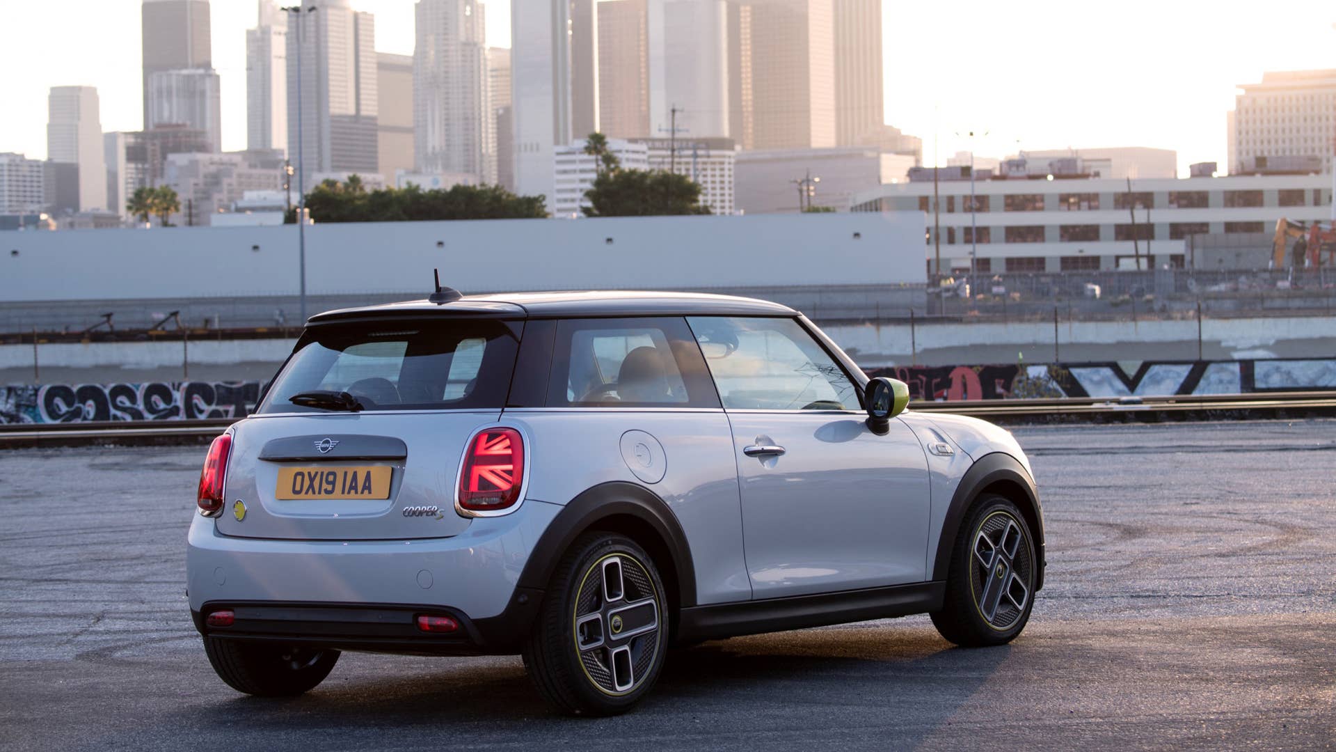 Mini Cooper SE electric hatchback rear three quarter