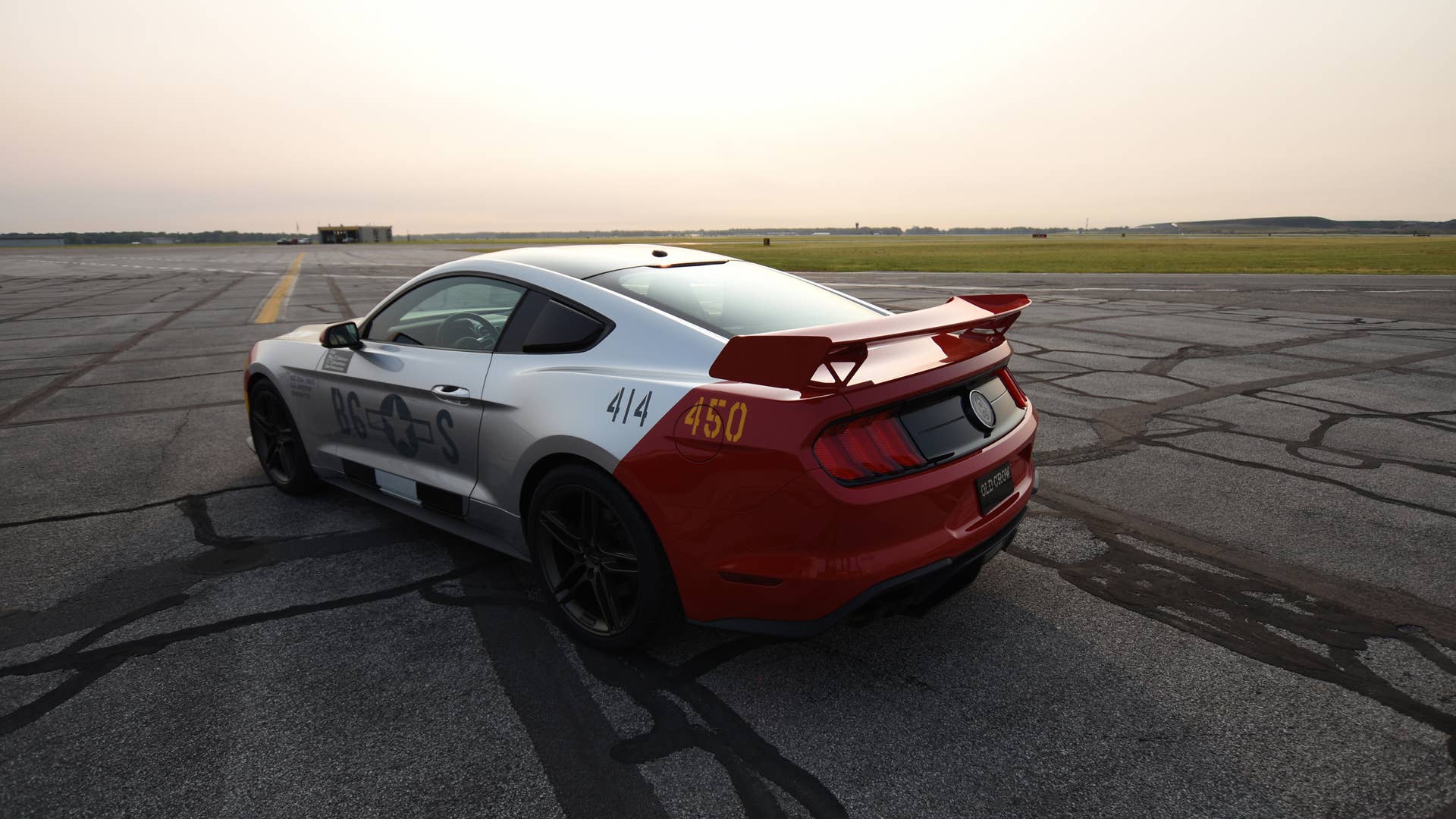 Ford and Roush Performance unveil a custom Mustang GT, inspired by U.S. Army Air Force Col. Bud Anderson, a World War II triple ace pilot, and the P-51 Mustang fighter planes he flew in combat nicknamed “Old Crow”