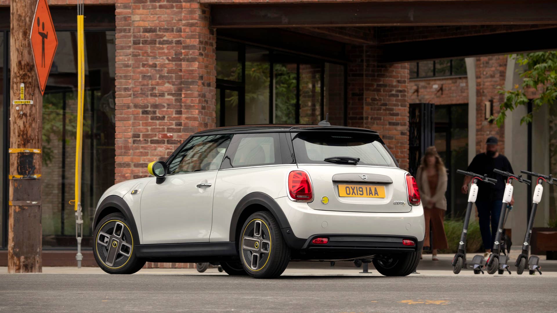 Mini Cooper SE electric hatchback rear three quarter