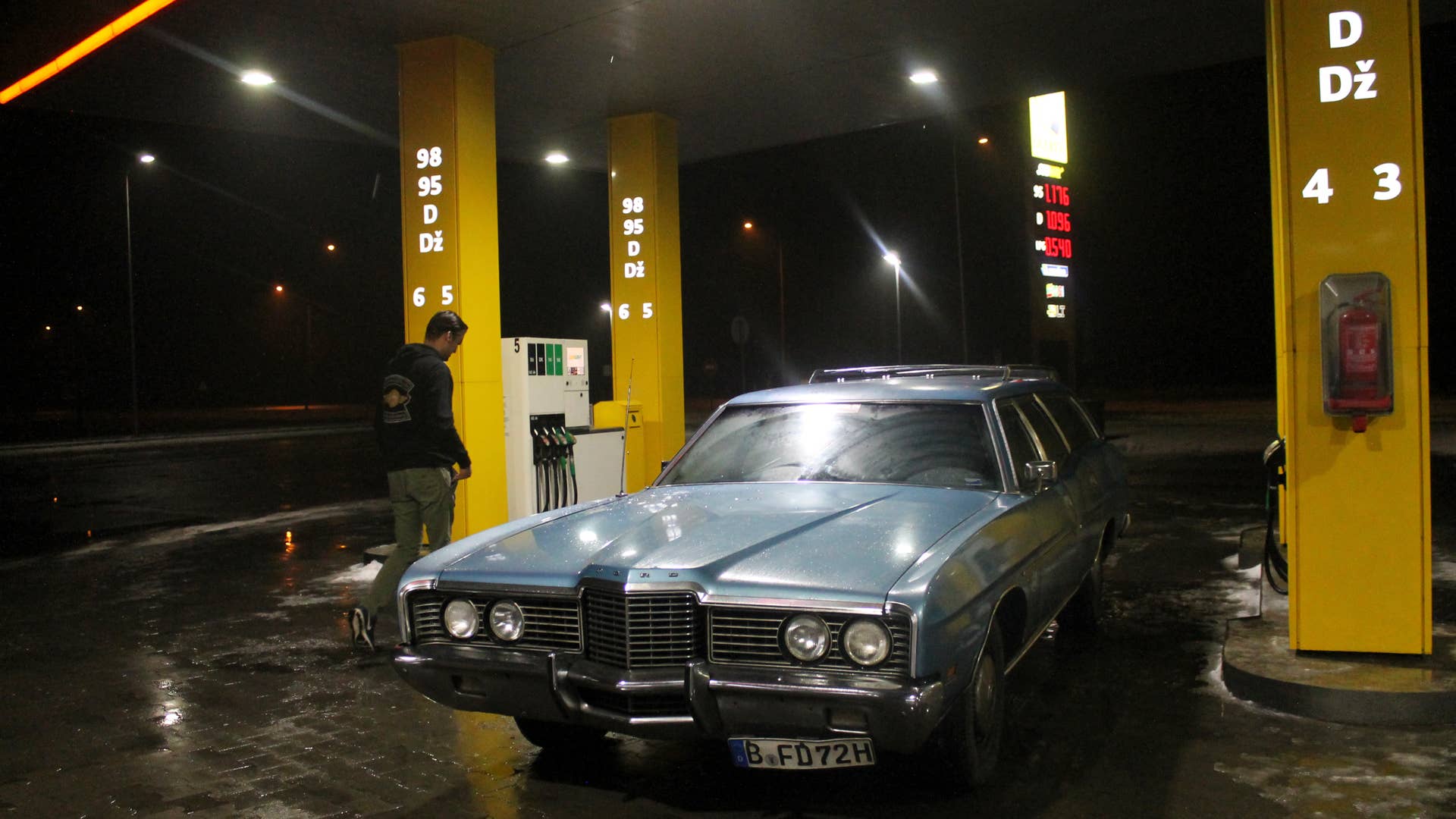 Nightly fuel-up in Lithuania.