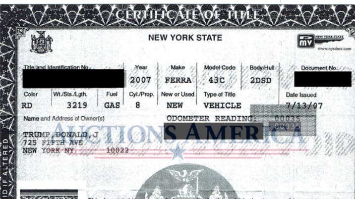 Copy of title for Donald Trump's Ferrari F430