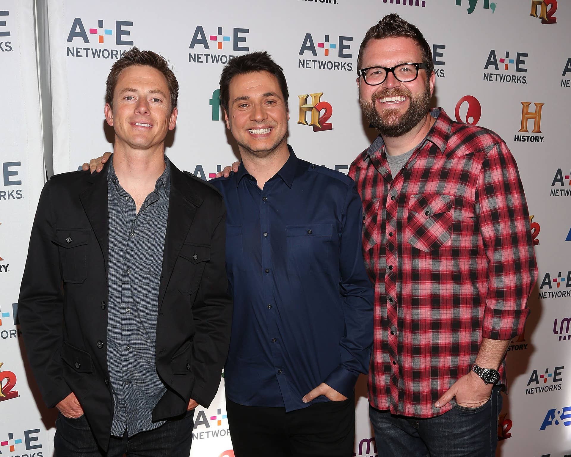 NEW YORK, NY - MAY 08: Tanner Foust, Adam Ferrara, and Rutledge Wood of Top Gear attend the 2014 A+E Networks Upfronts at Park Avenue Armory on May 8, 2014 in New York City. (Photo by Taylor Hill/FilmMagic)