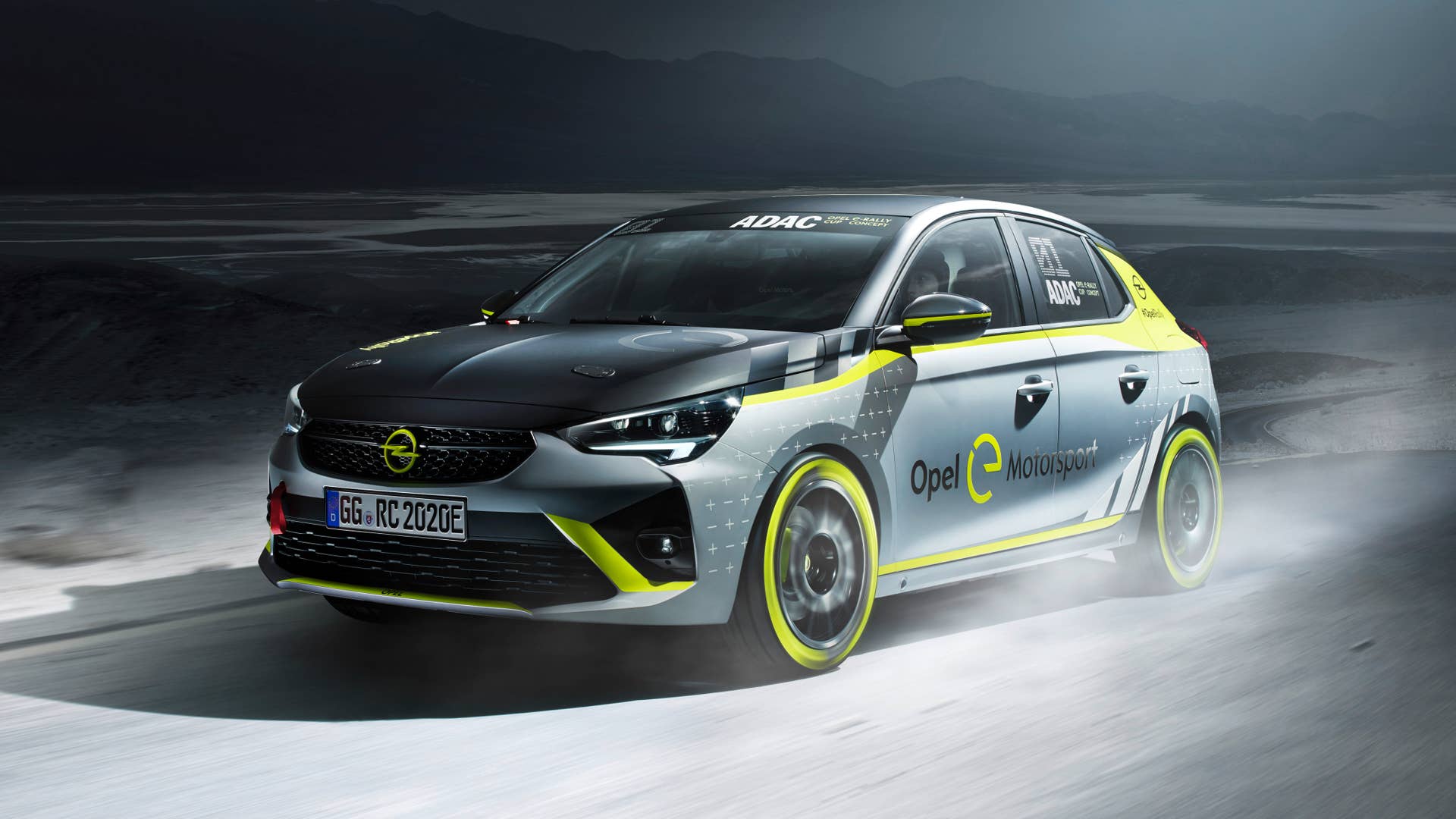 Opel Corsa-e rally car exterior