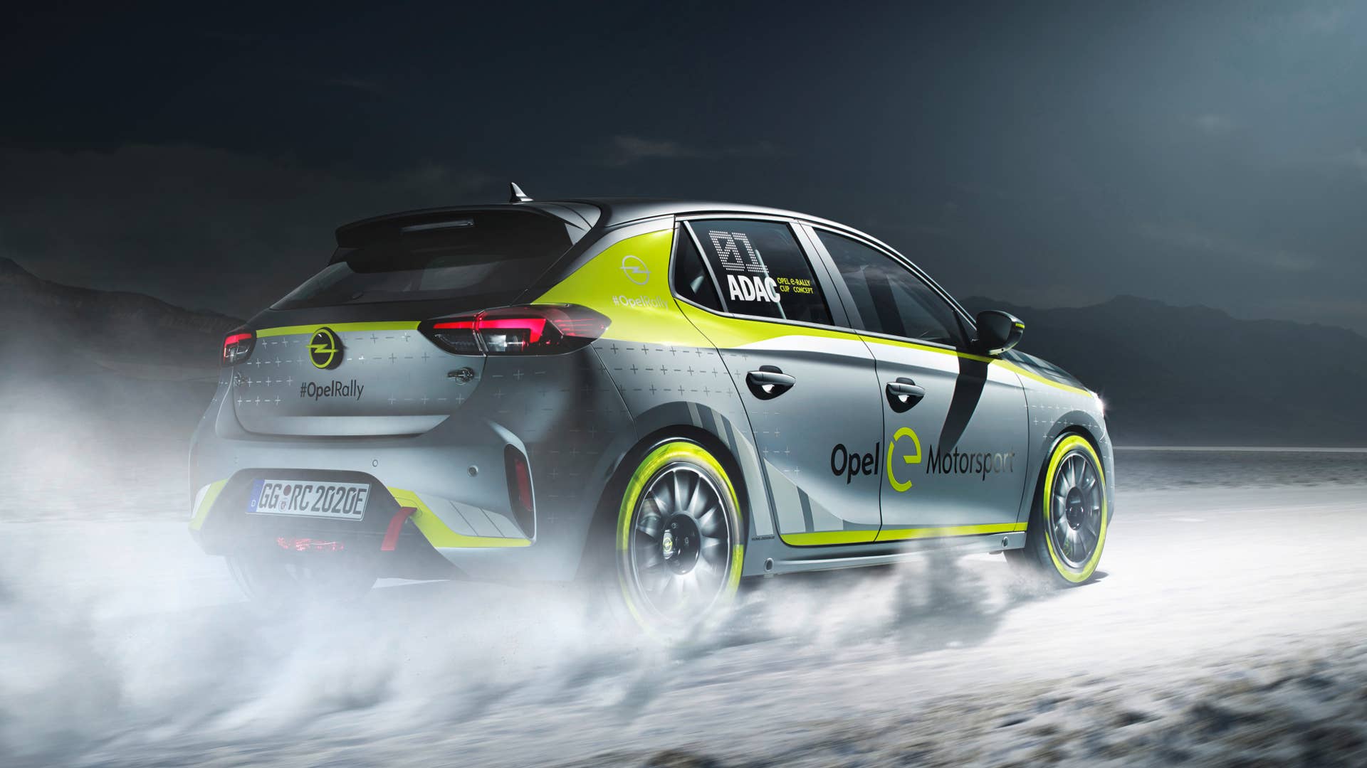 Opel Corsa-e rally car exterior
