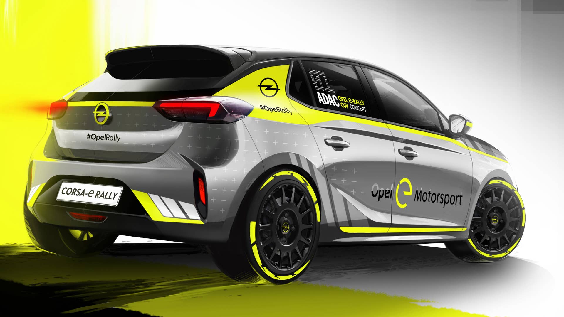 Opel Corsa-e rally car exterior