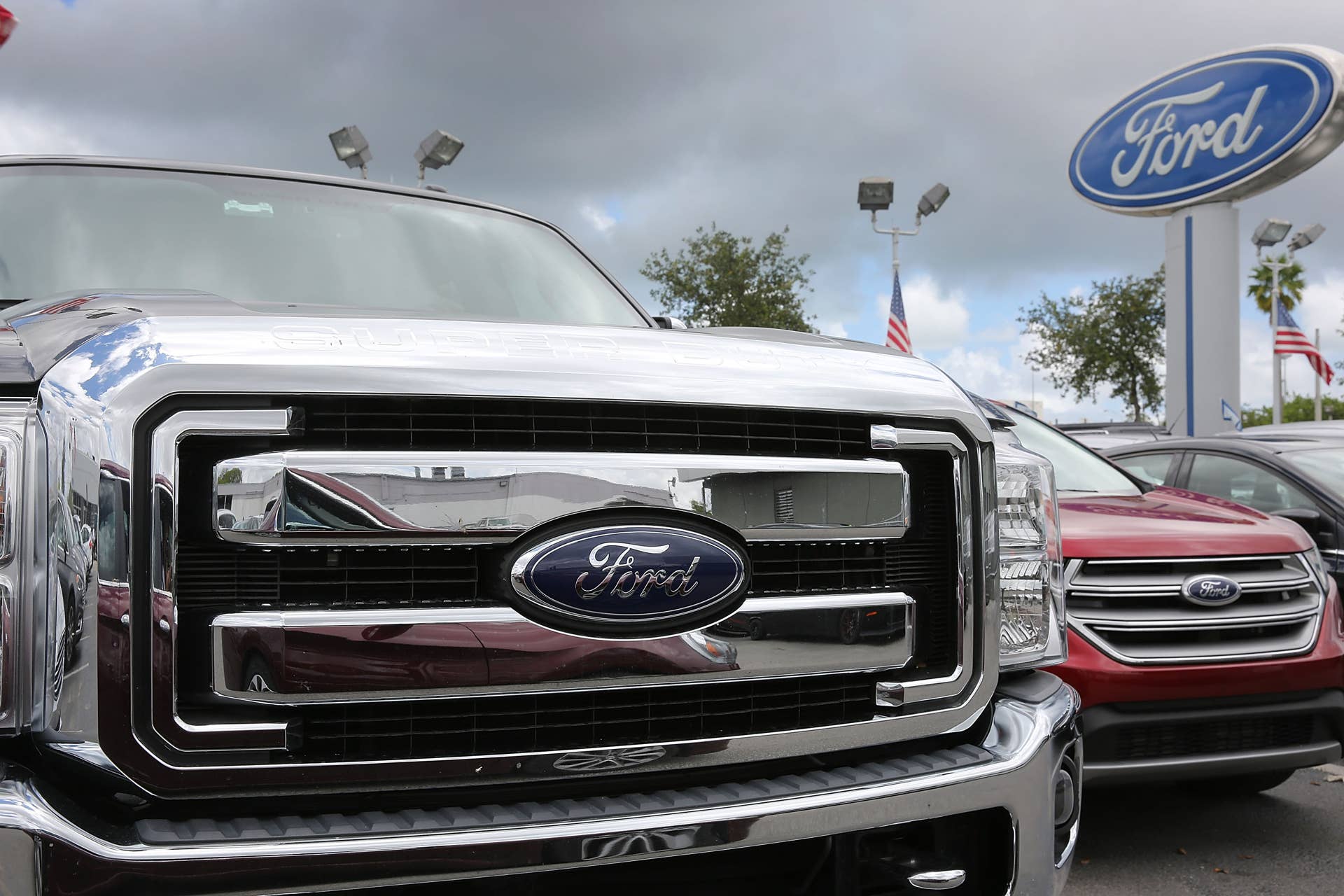 MIAMI, FL - MAY 16: Ford vehicles are seen on a dealership's lot on May 16, 2017 in Miami, Florida. Ford Motor company annouced it is planning to cut about 10 percent of its global workforce. (Photo by Joe Raedle/Getty Images)