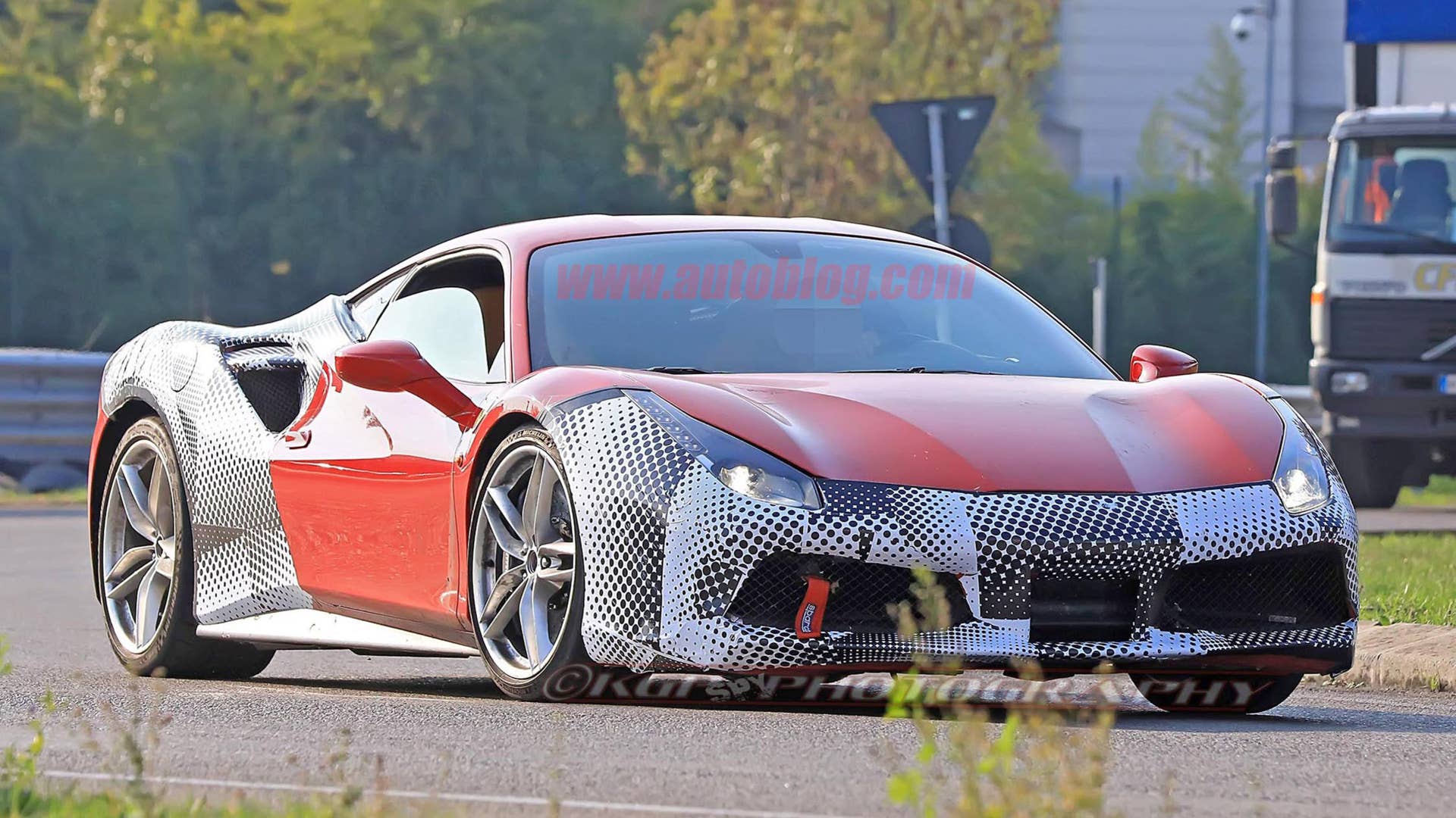 Ferrari 488 spy shots front 3/4