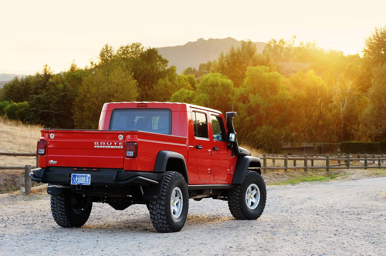 2013 AEV Brute Double Cab rear 3/4 view