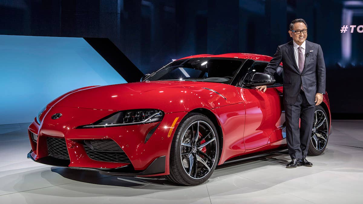 Toyota President Akio Toyoda introduced the 2020 Toyota Supra at the 2019 Detroit auto show.